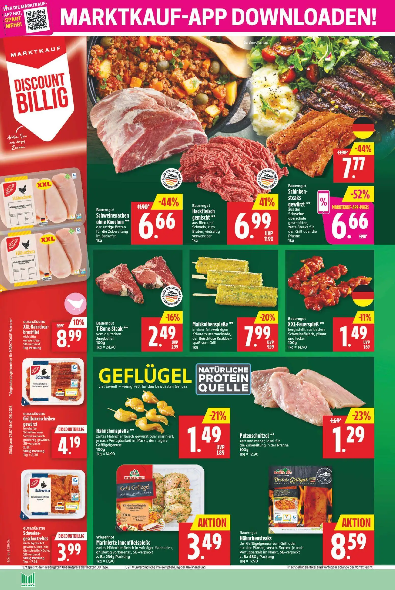 Marktkauf Prospekt – gültig ab 27.07.2026 | Seite: 4 | Produkte: Schweinebauch, Knoblauch, Bauerngut, Backofen