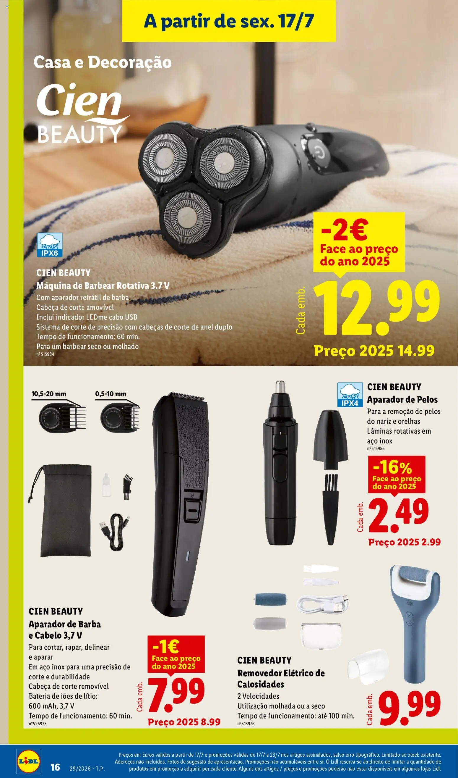 Lidl Novidades │ válido de 13/07/2026 | Página: 16 | Produtos: Cabo, Máquina de barbear, Aparador de pelos, Aparador