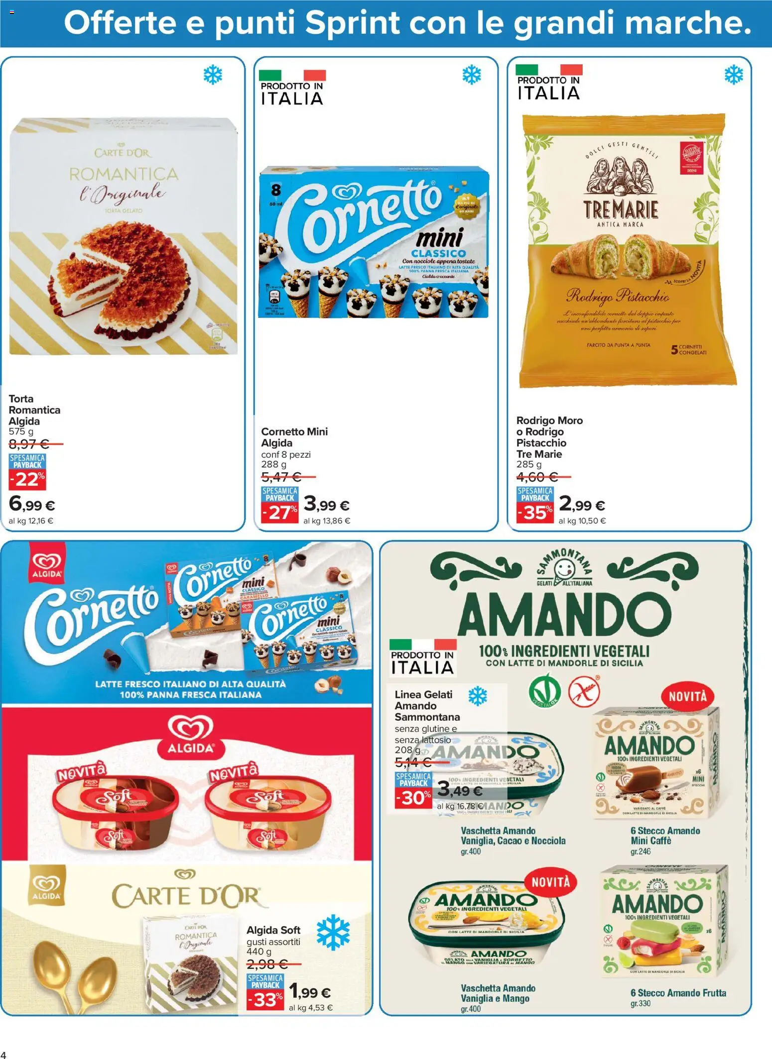 Volantino Carrefour del 05.06.2026 | Pagina: 4 | Prodotti: Cornetto, Panna, Gelato, Nocciole