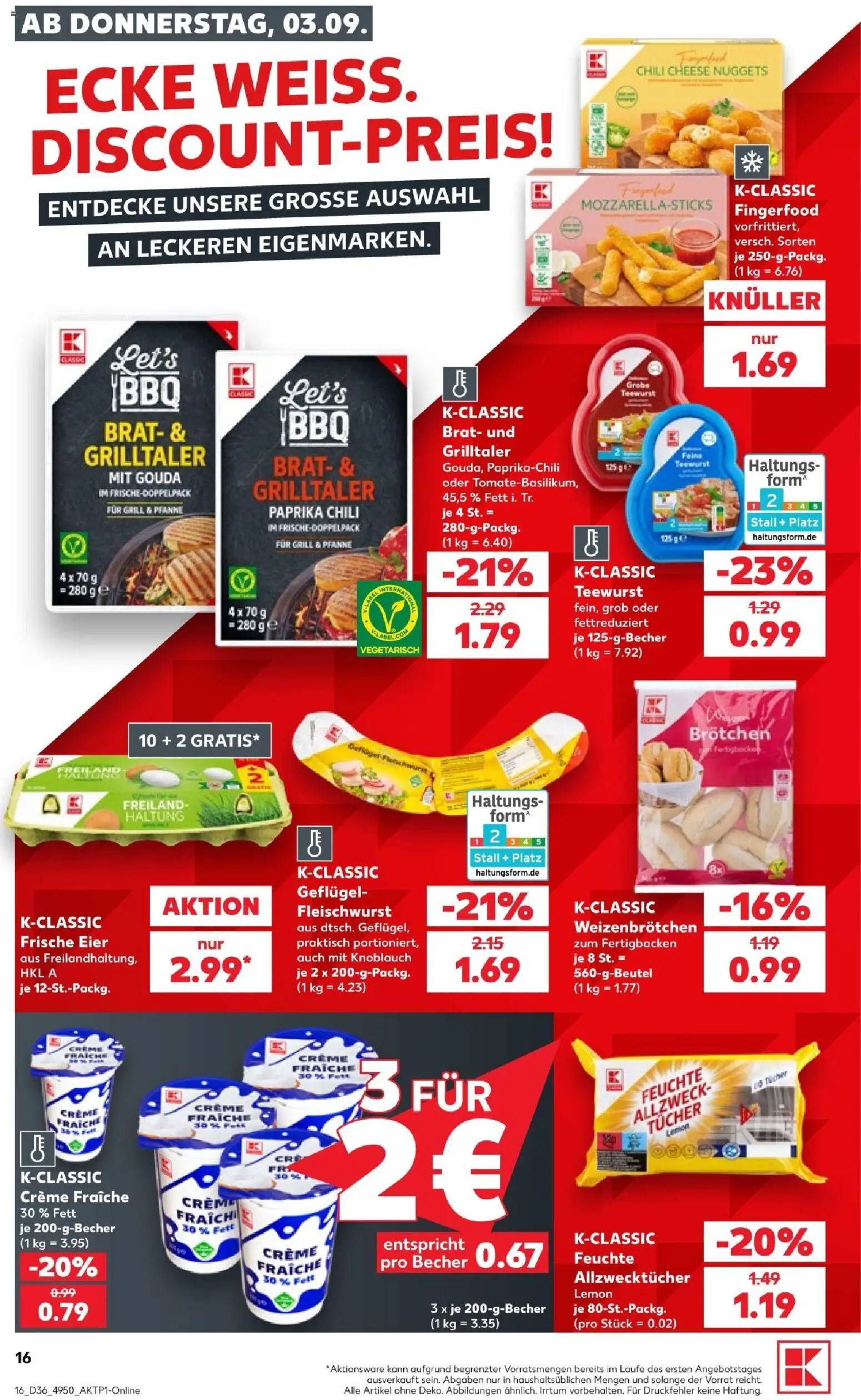 Kaufland Prospekt Stuttgart – gültig ab 03.09.2026 | Seite: 16 | Produkte: Himbeeren, Kaninchen, Pfifferlinge, Schweinerucken