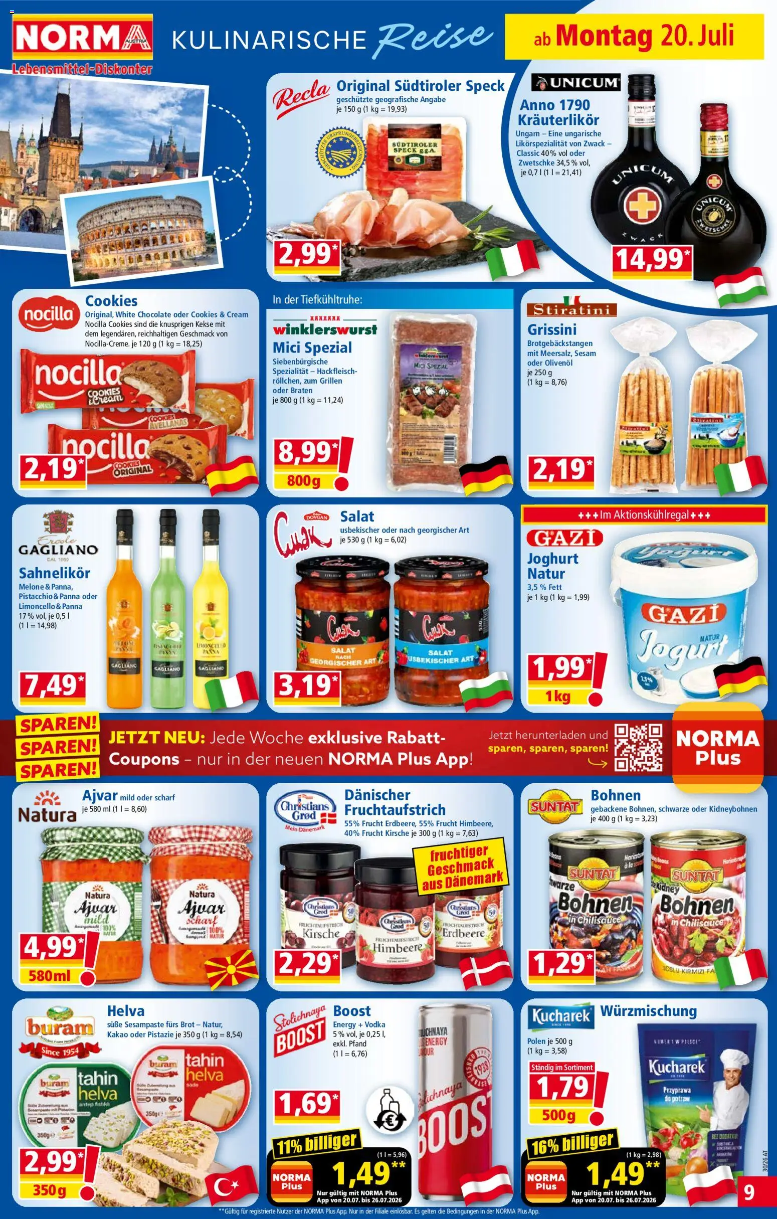 Norma Flugblatt gültig ab 20.07.2026 | Seite: 9 | Produkte: Salat, Kräuterlikör, Joghurt, Brot