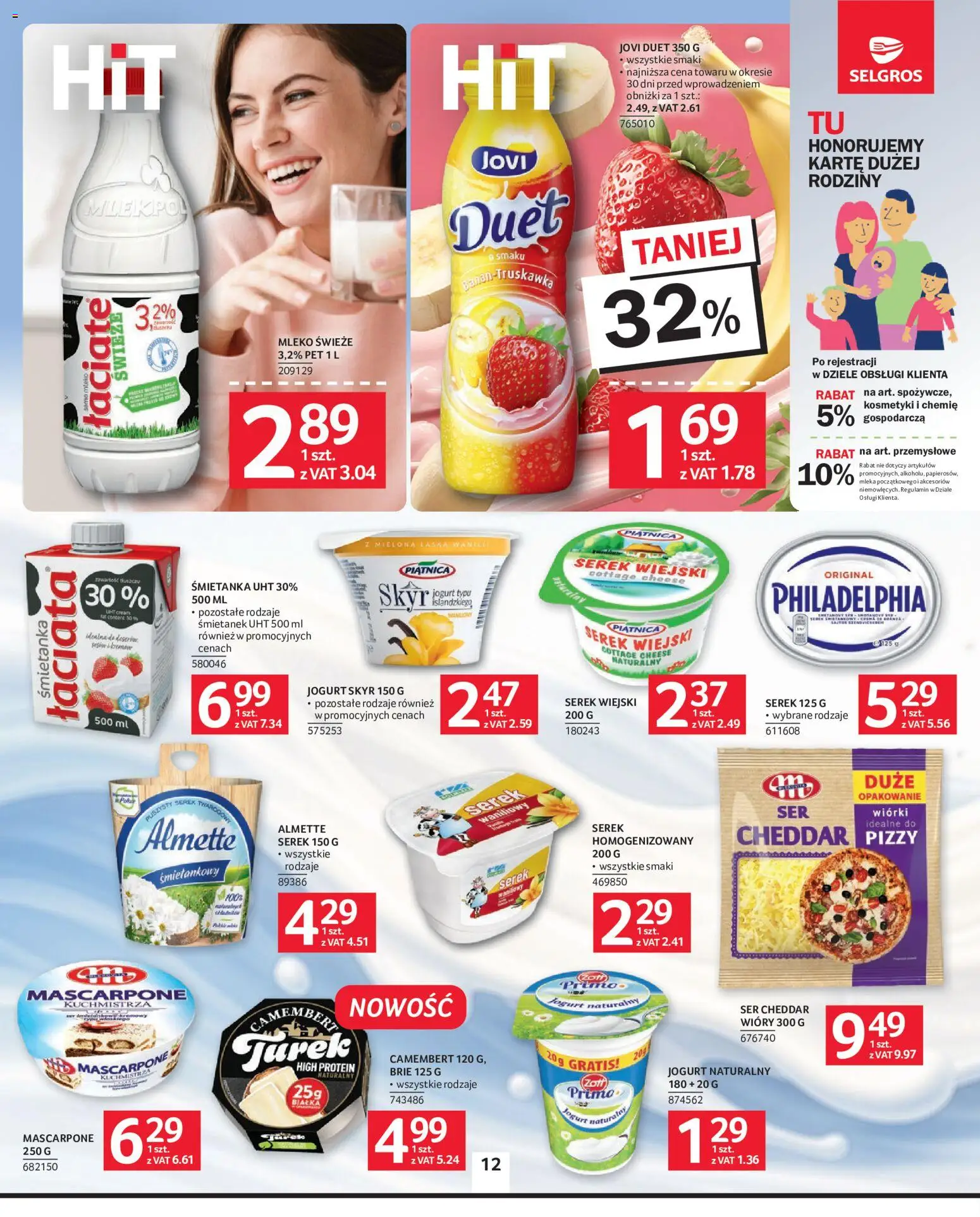 Selgros cash&carry gazetka od 07.05.2026 | Strona: 12 | Produkty: Kosmetyki, Mascarpone, Skyr, Ser cheddar