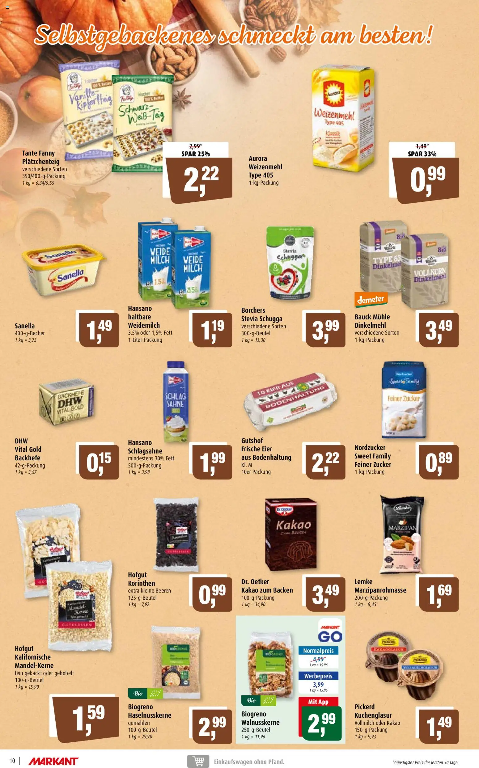 Markant Prospekt – gültig ab 02.11.2026 | Seite: 10 | Produkte: Schlagsahne, Milch, Eier, Weizenmehl