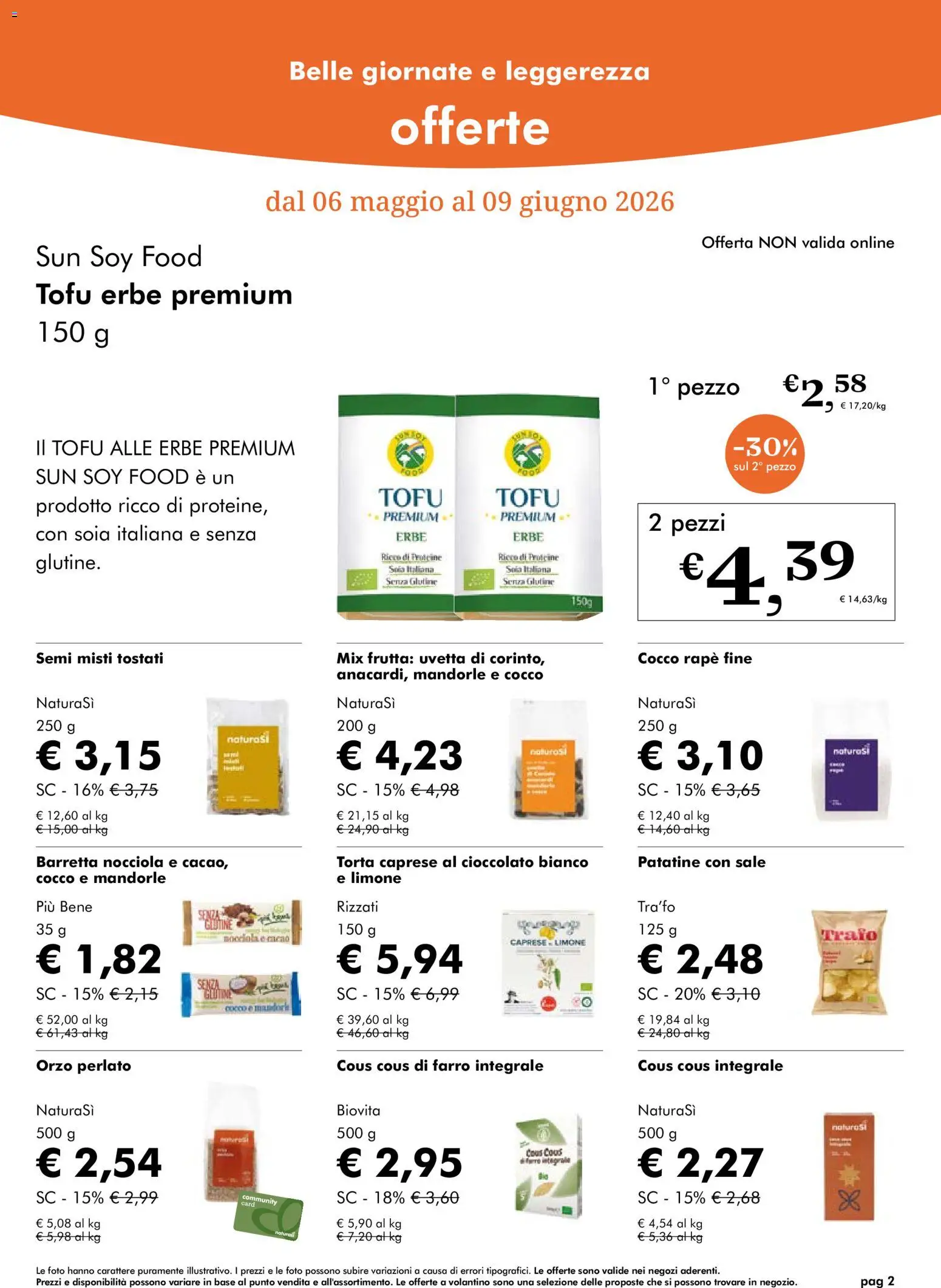 Volantino Natura Sì del 06.05.2026 | Pagina: 2 | Prodotti: Frutta, Limone, Torta, Farro