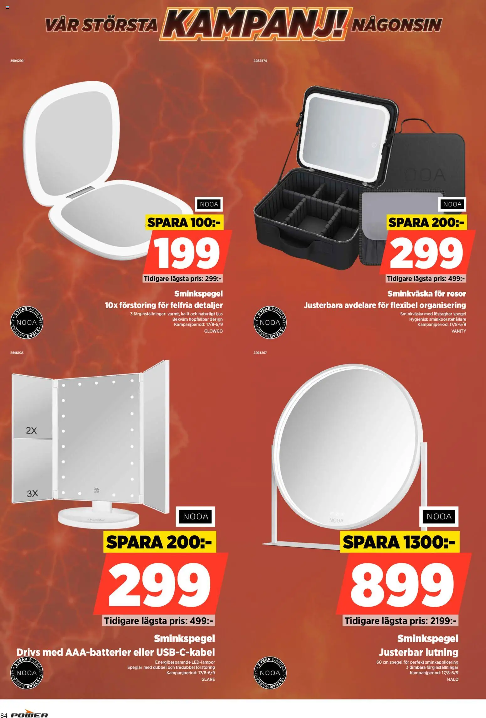 Power reklamblad aktuell från 31/08/2026 | Sida: 84 | Produkter: Spegel, Ljus, Sminkväska, Sminkspegel