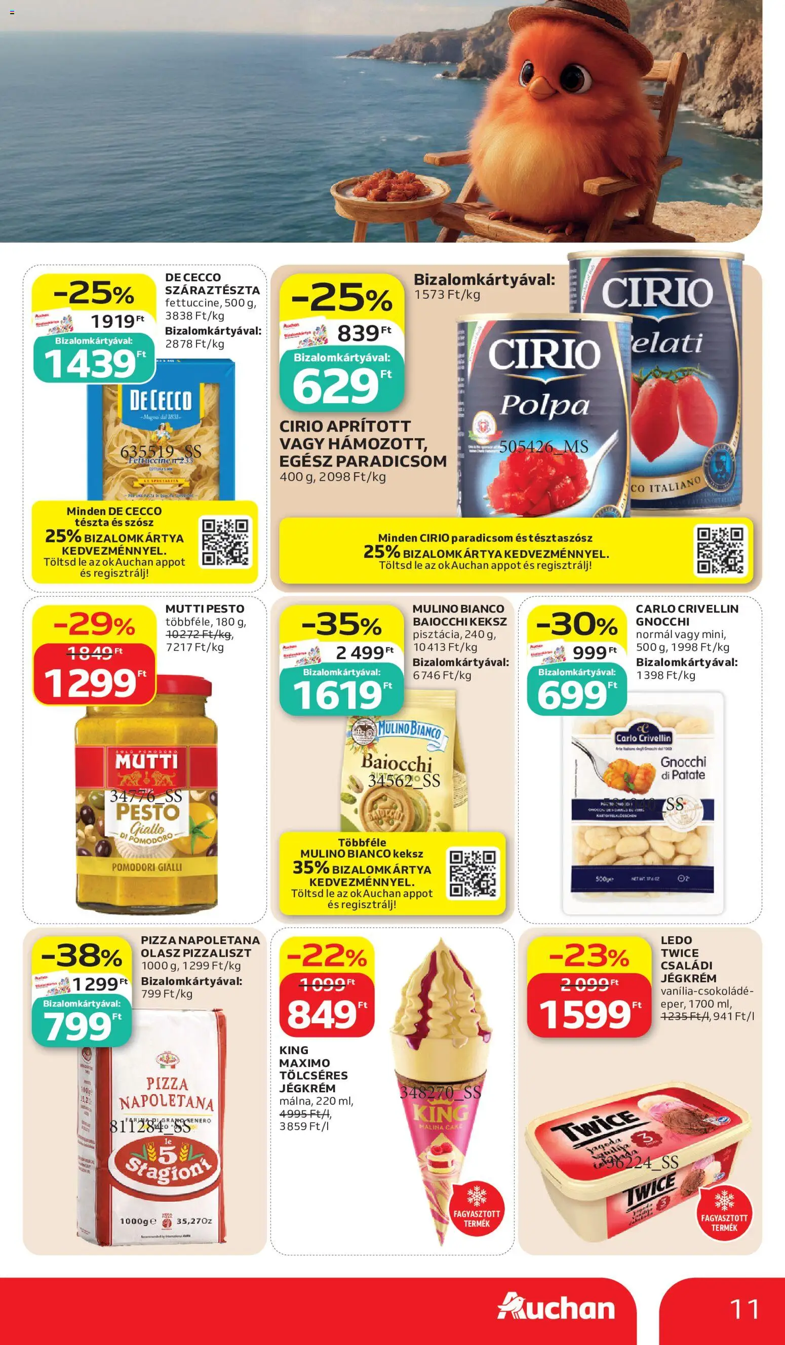 Auchan akciós ujság - amely érvényes a következő dátumtól: 11.06.2026 | Oldal: 11 | Termékek: Paradicsom, Gnocchi, Száraztészta, Szósz