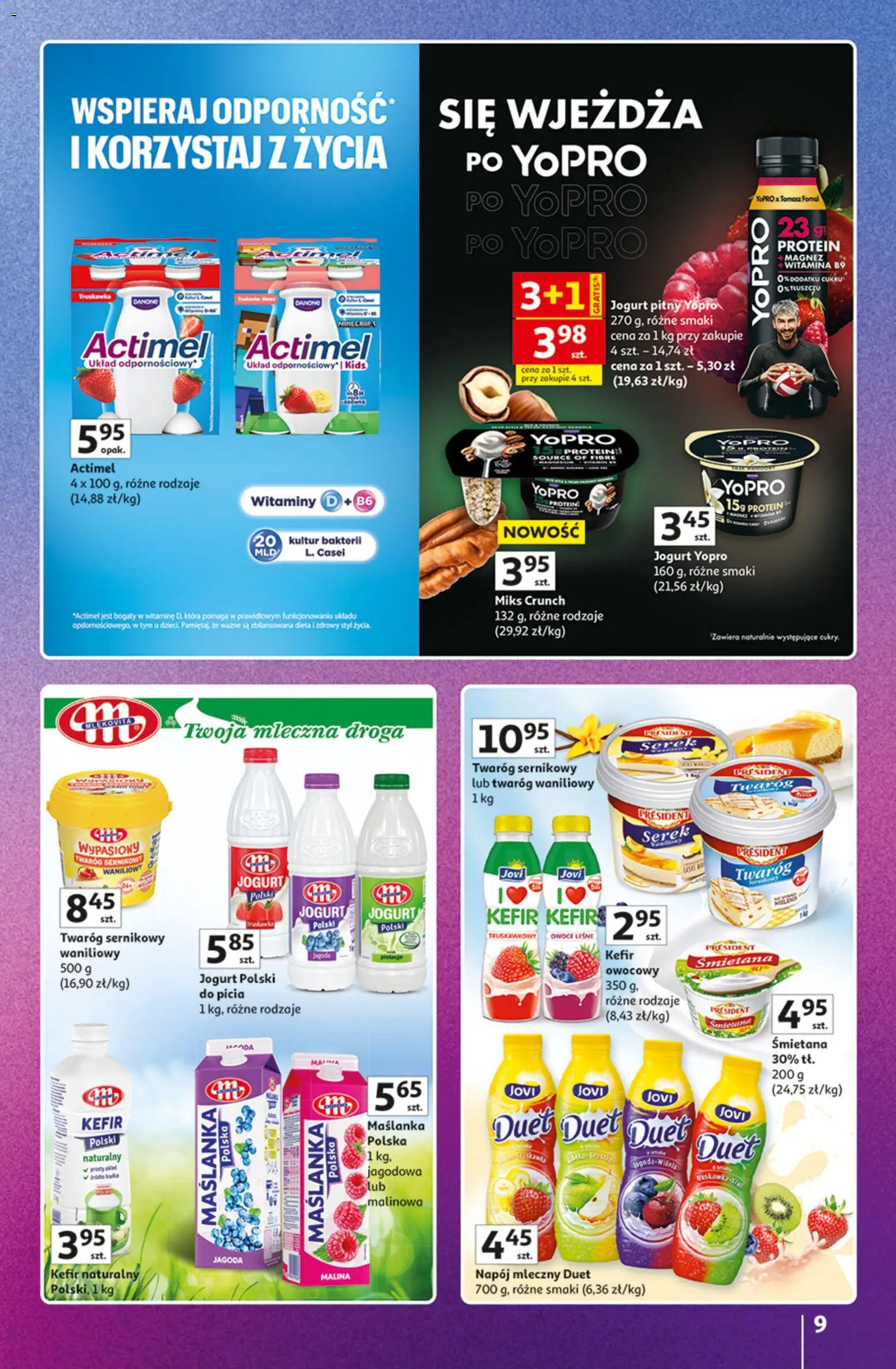 Auchan gazetka - Znane marki od 15.10.2026 | Strona: 9 | Produkty: Jogurt, Śmietana, Twaróg, Owoce