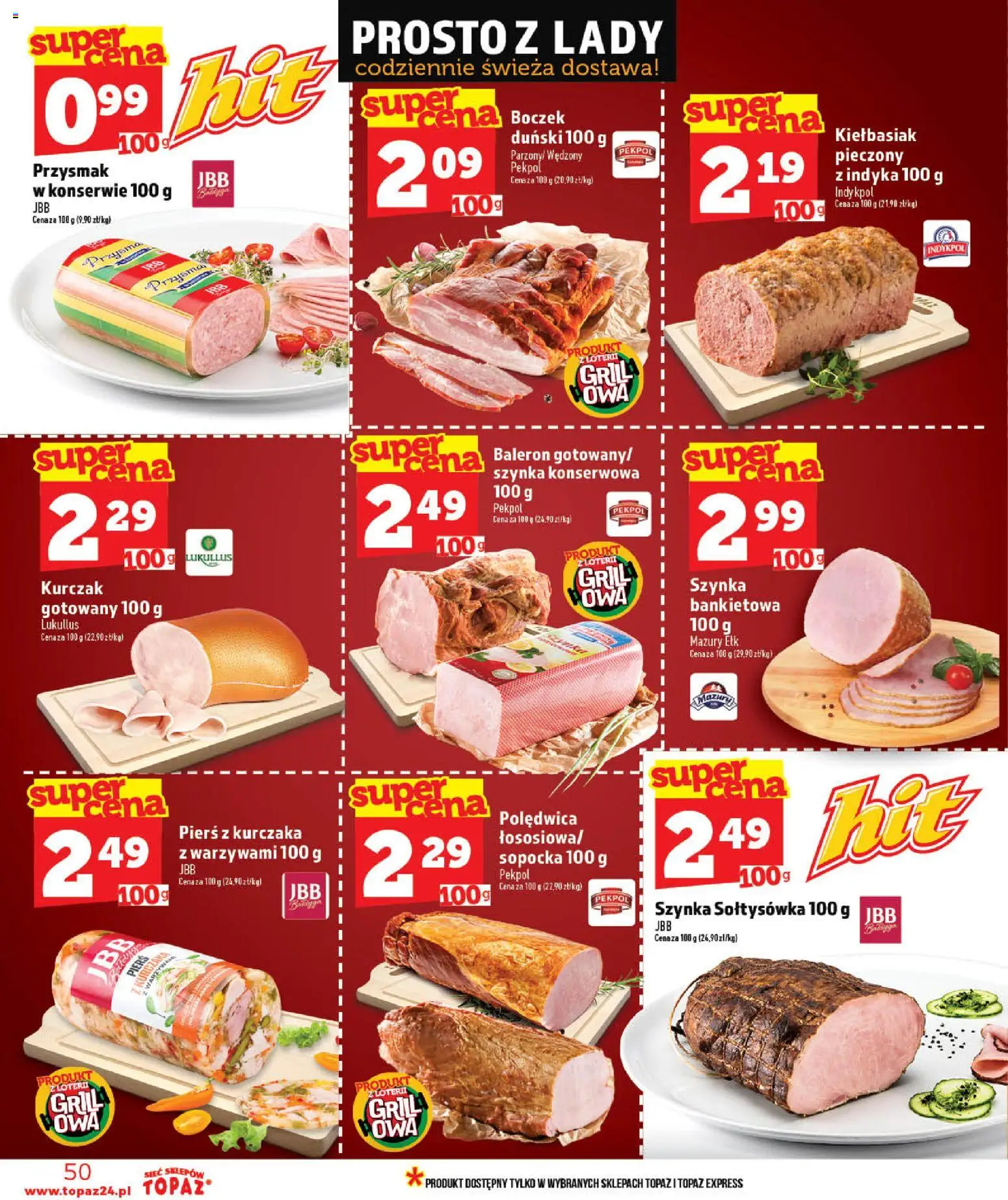 Topaz gazetka - MAZ od 28.05.2026 | Strona: 50 | Produkty: Kurczak, Grill, Szynka, Boczek