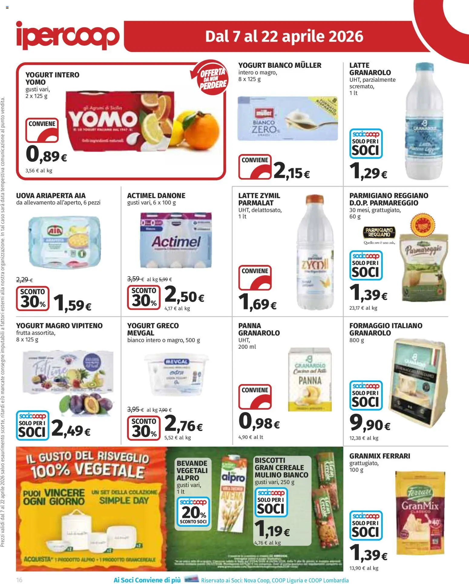 Volantino Ipercoop del 07.04.2026 | Pagina: 16 | Prodotti: Yogurt, Panna, Latte, Formaggio