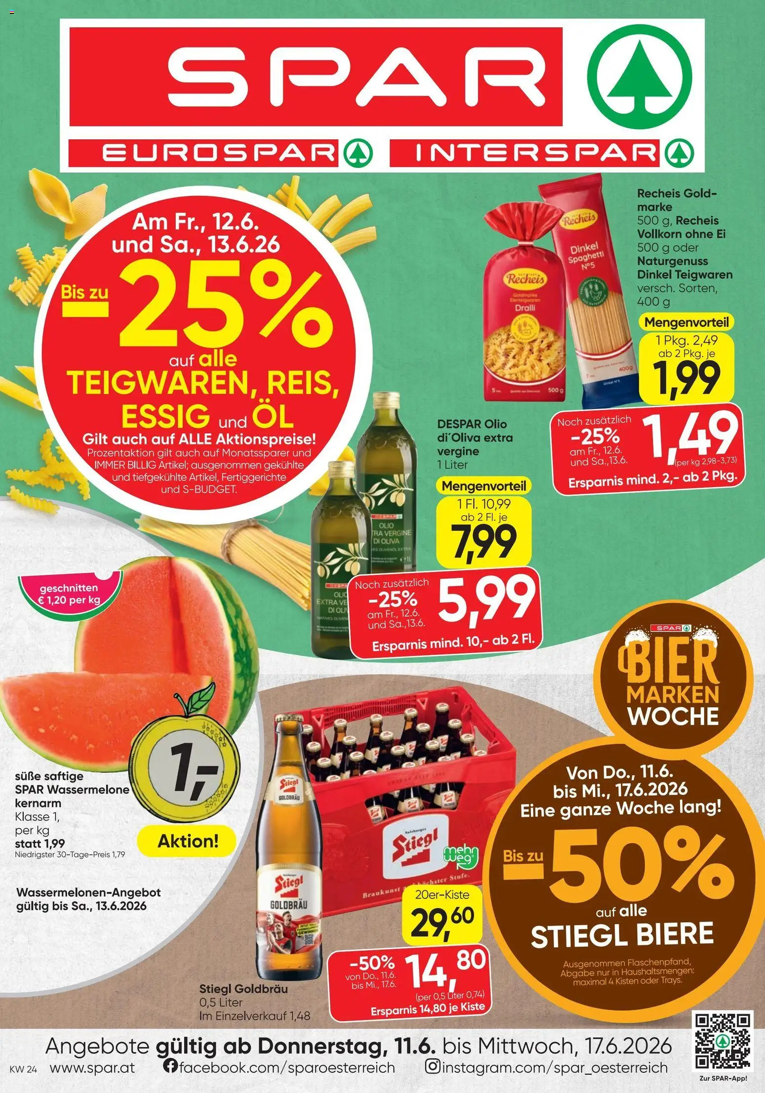 Spar - Flugblatt gültig ab 11.06.2026 | Seite: 1 | Produkte: Fertiggerichte, Wassermelone, Hajdina liszt, Öl
