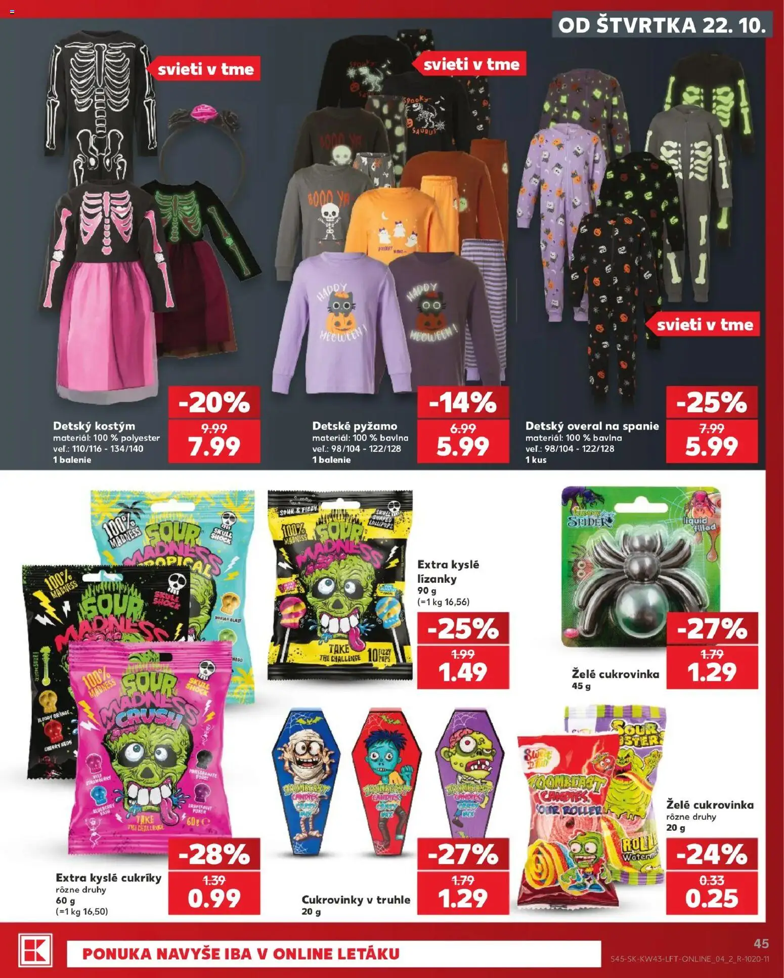 Nové Kaufland akcie – leták je platný od 22.10.2026 | Strana: 45 | Produkty: Lízanky, Cukrovinky, Cukríky, Pyžamo