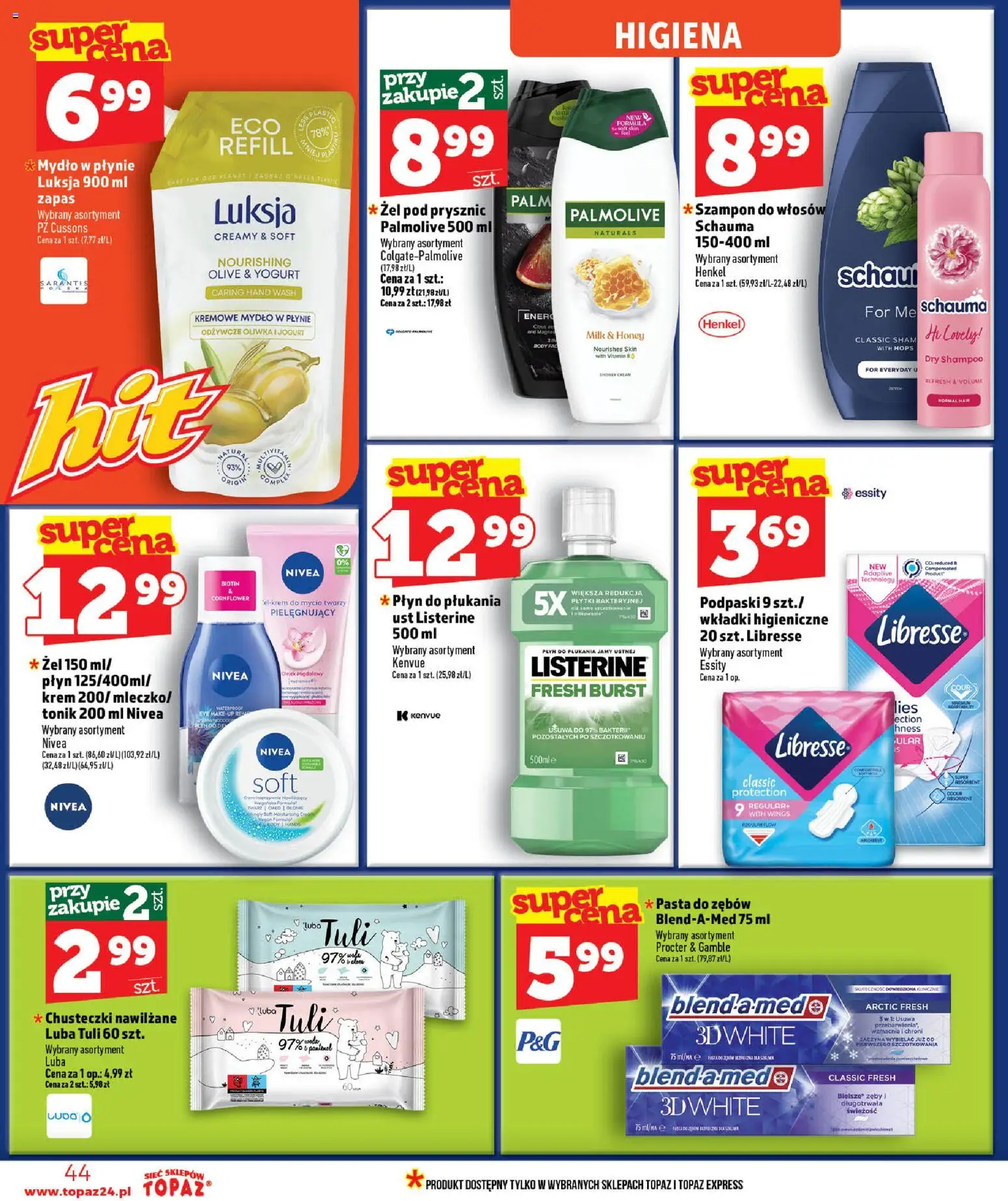 Topaz gazetka - MAZ od 02.07.2026 | Strona: 44 | Produkty: Mydło w płynie, Prysznic, Wkładki higieniczne, Jogurt