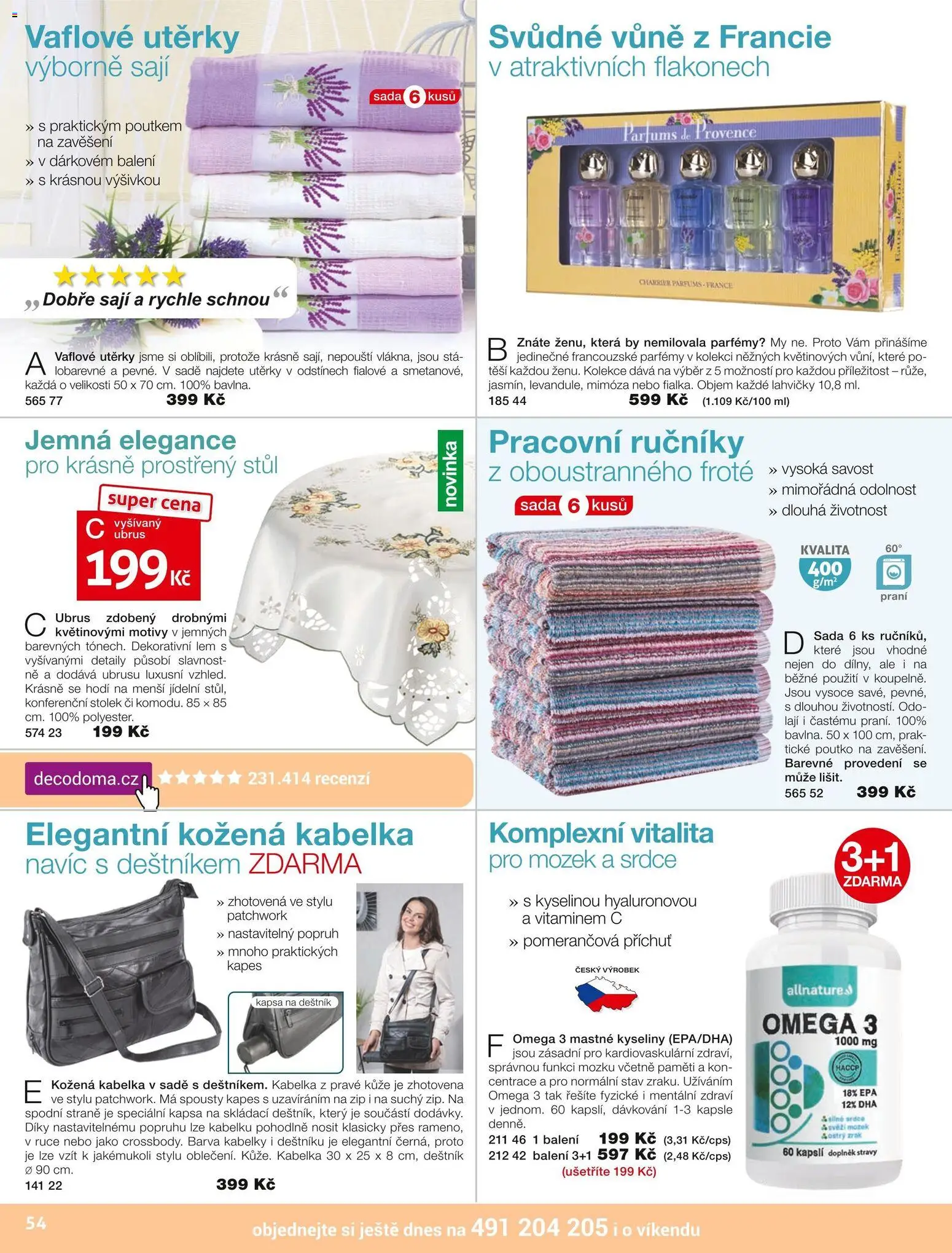 Decodoma katalog Podzim 2026 od 01.09.2026 | Strana: 54 | Produkty: Omega 3, Kabelka, Utěrky, Omega