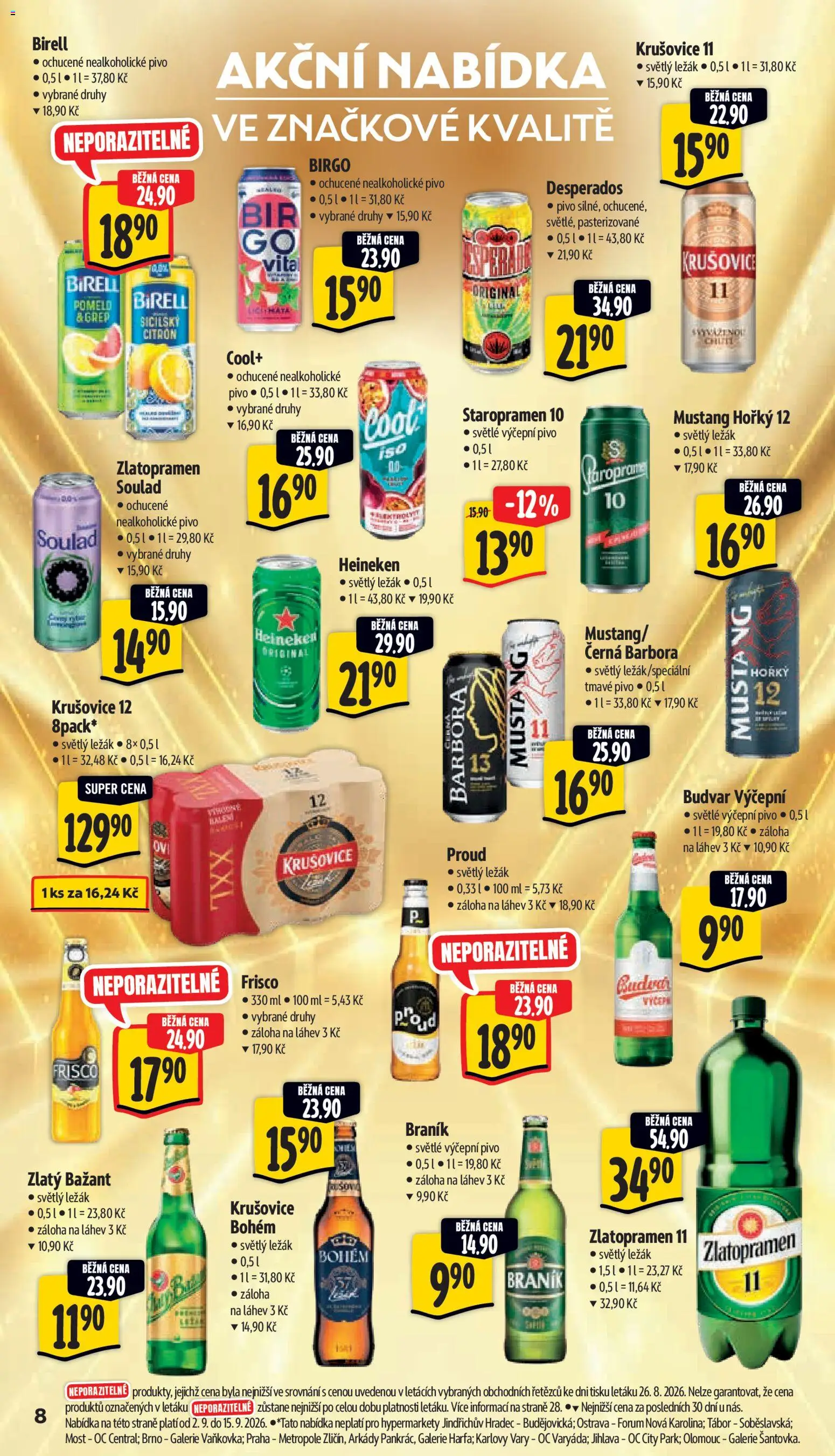 Albert leták - Hypermarket od 02.09.2026 | Strana: 14 | Produkty: Zlatopramen, Staropramen 10, Grep, Láhev
