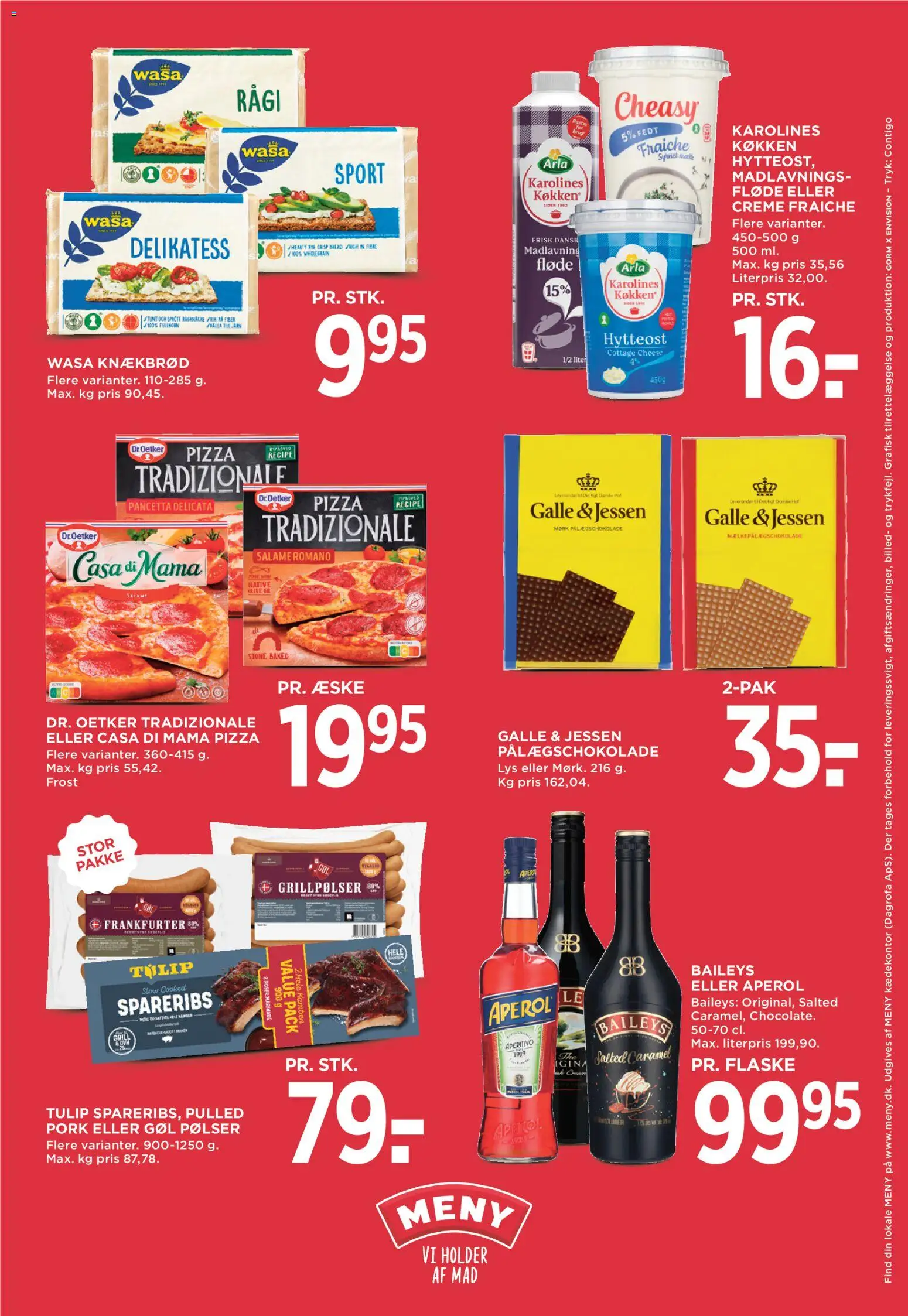 Meny tilbudsavis – gyldig fra 21/08/2026 | Side: 33 | Produkter: Baileys, Pølser, Pizza, Knækbrød