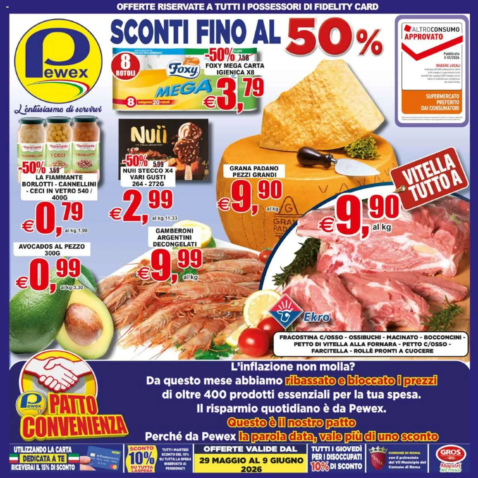 Volantino Pewex del 29.05.2026 | Pagina: 1 | Prodotti: Tè, Ceci, Gamberoni, Macinato