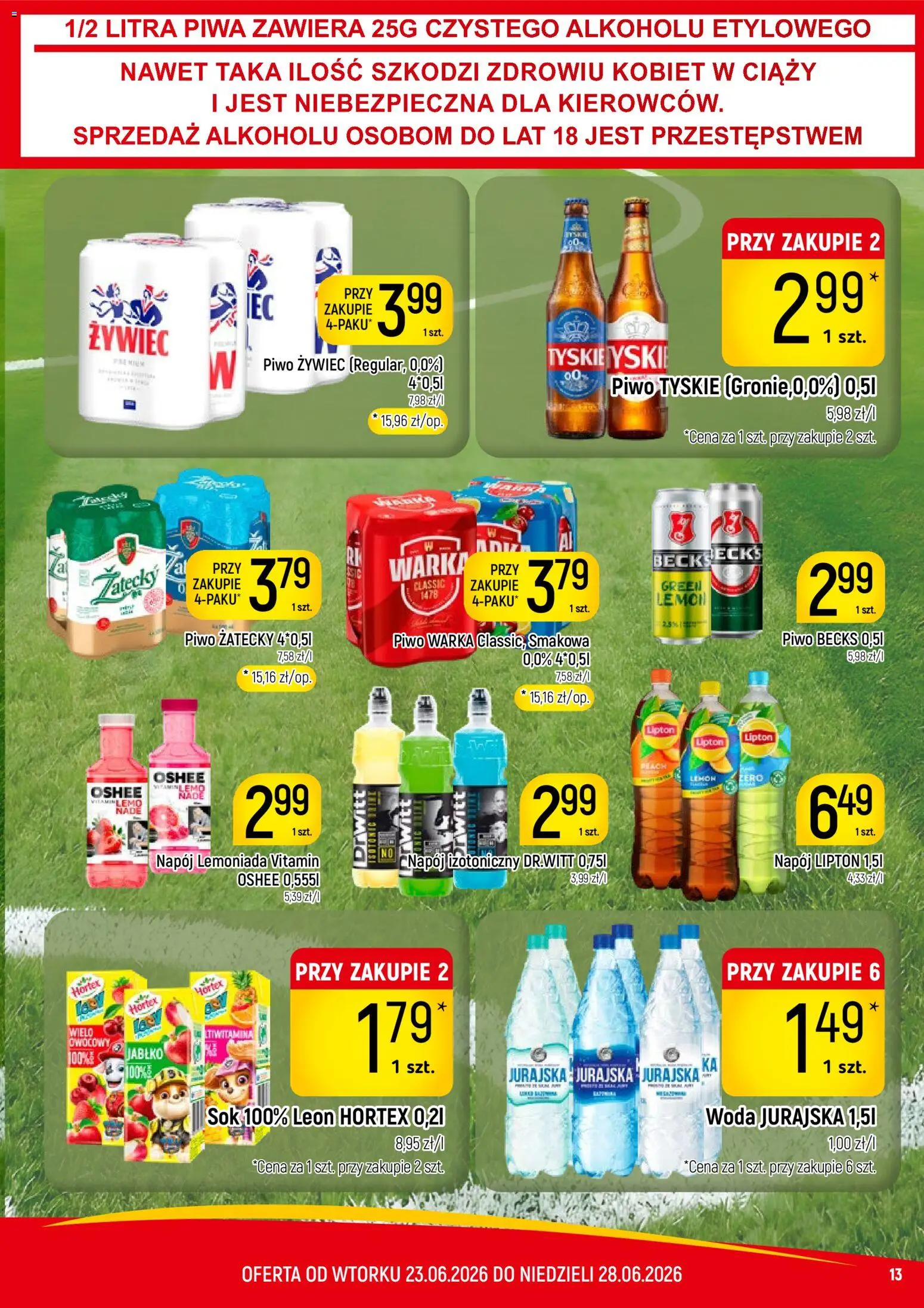 Piotruś Pan gazetka od 23.06.2026 | Strona: 13 | Produkty: Warka, Piwo Warka, Piwo, Woda