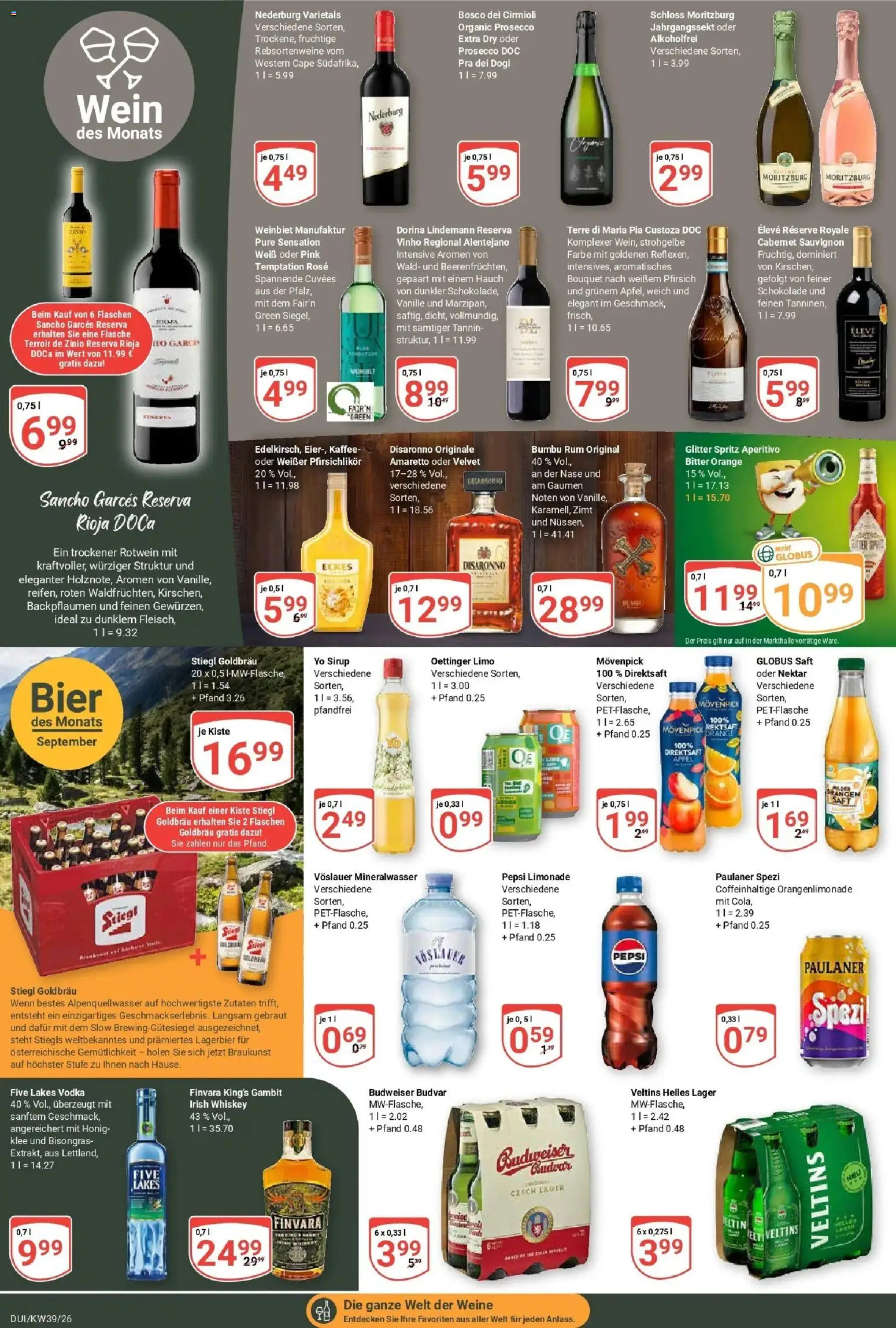 Globus Prospekt Duisburg (ab 21.09.2026) » Angebote online | Seite: 21 | Produkte: Kaffee, Prosecco, Budweiser, Saft