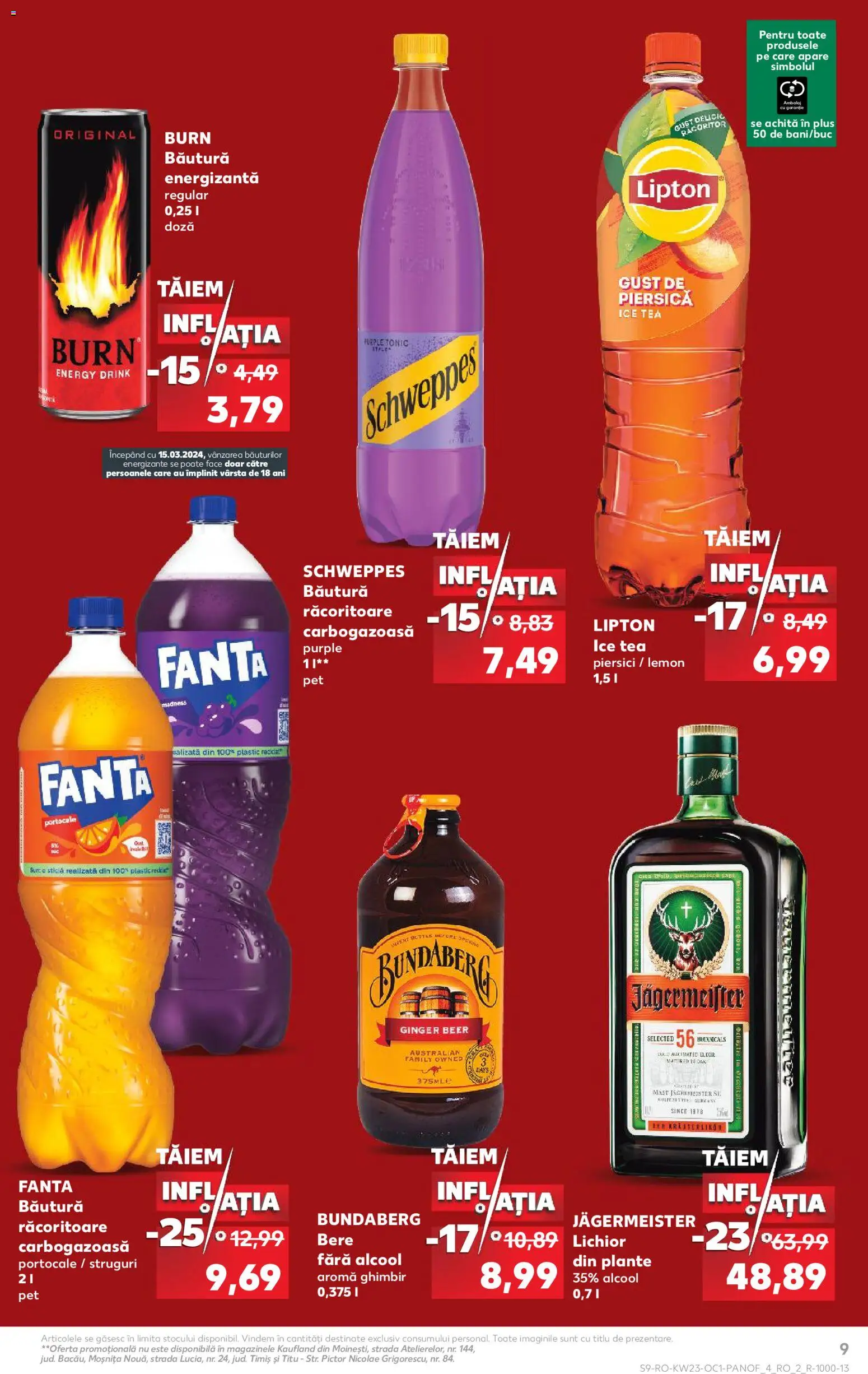 Kaufland RO akciós ujság - amely érvényes a következő dátumtól: 03.06.2026 | Oldal: 9 | Termékek: Tonic, Jägermeister, Fanta, Tea