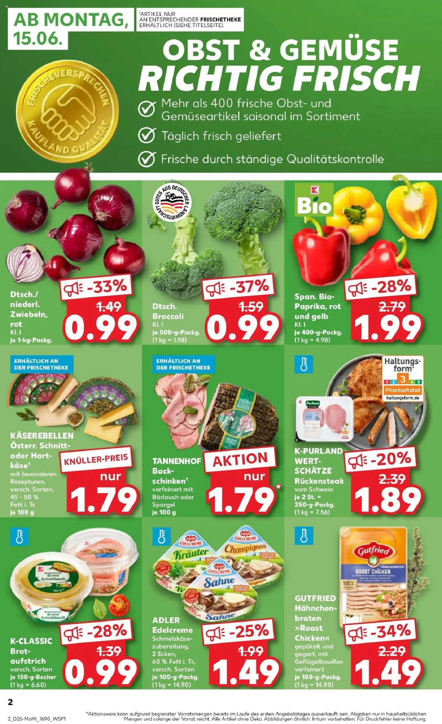 Kaufland Prospekt Eberbach – gültig ab 15.06.2026 | Seite: 4 | Produkte: Gemüse, Obst, Brot, Sahne