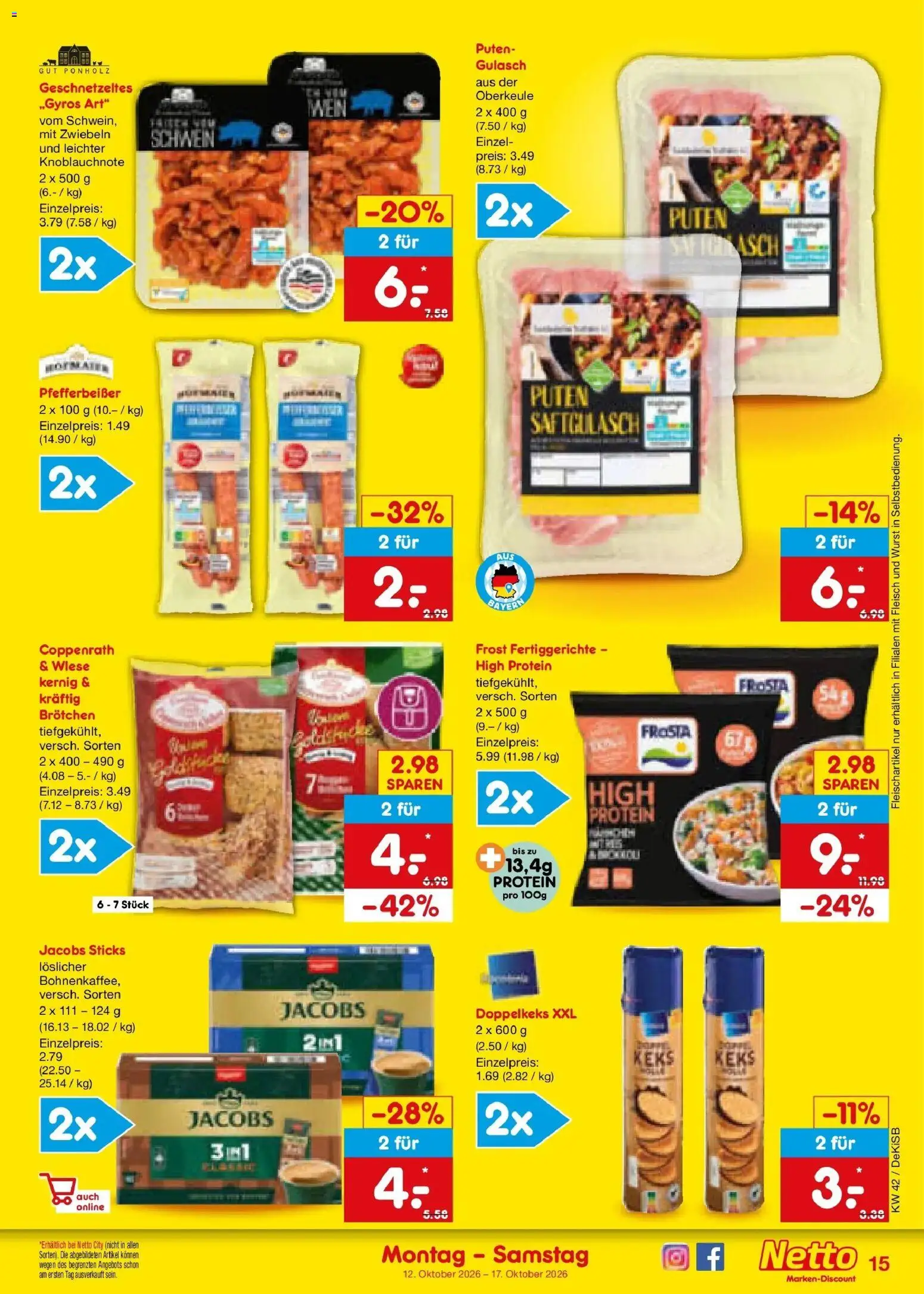 Netto Marken-Discount Prospekt Bad Friedrichshall (ab 12.10.2026) » Angebote | Seite: 17 | Produkte: Gulasch, Fertiggerichte, Wurst, Fleisch