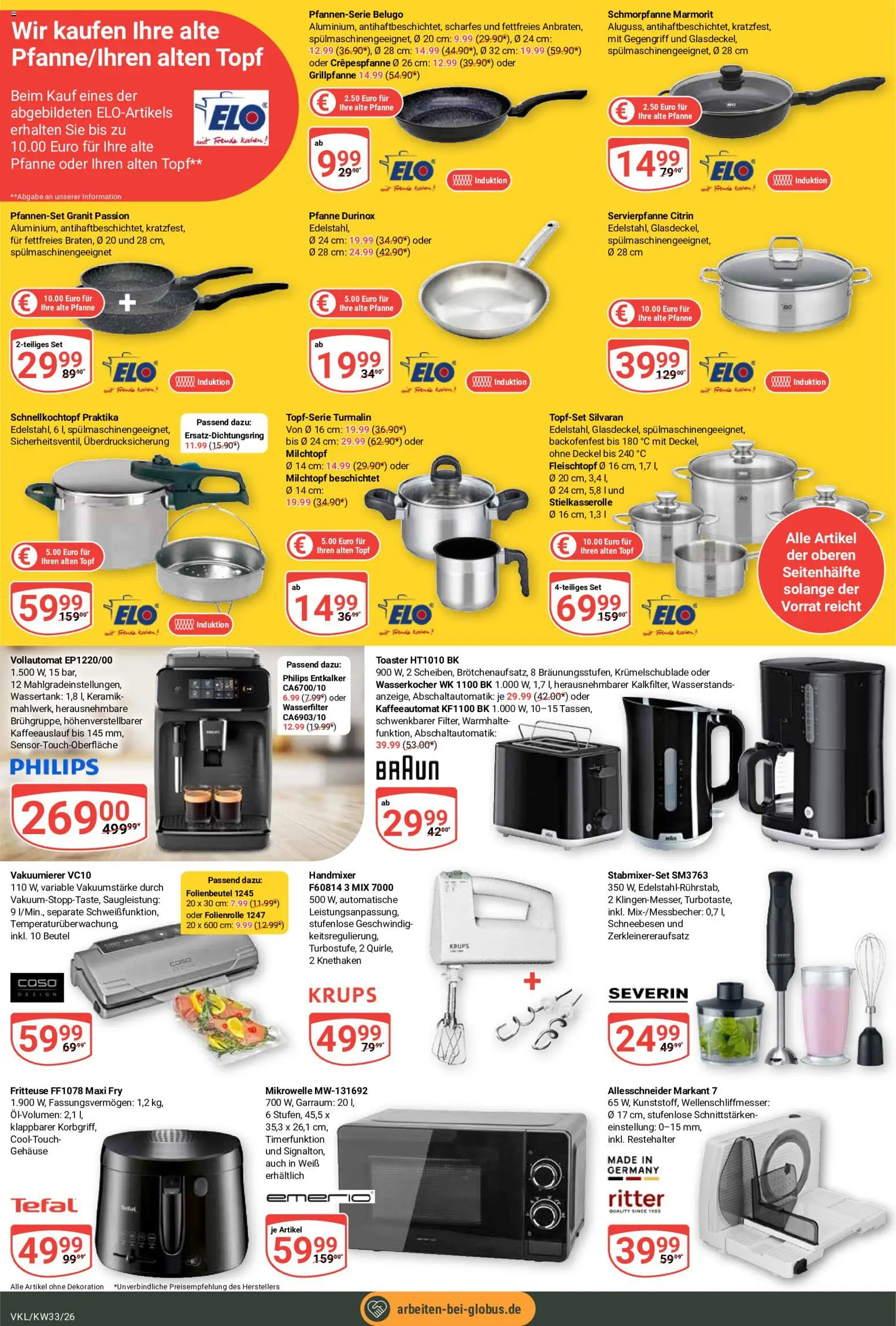 Globus Prospekt Völklingen – gültig ab 10.08.2026 | Seite: 26 | Produkte: Mikrowelle, Wasserkocher, Handmixer, Fritteuse
