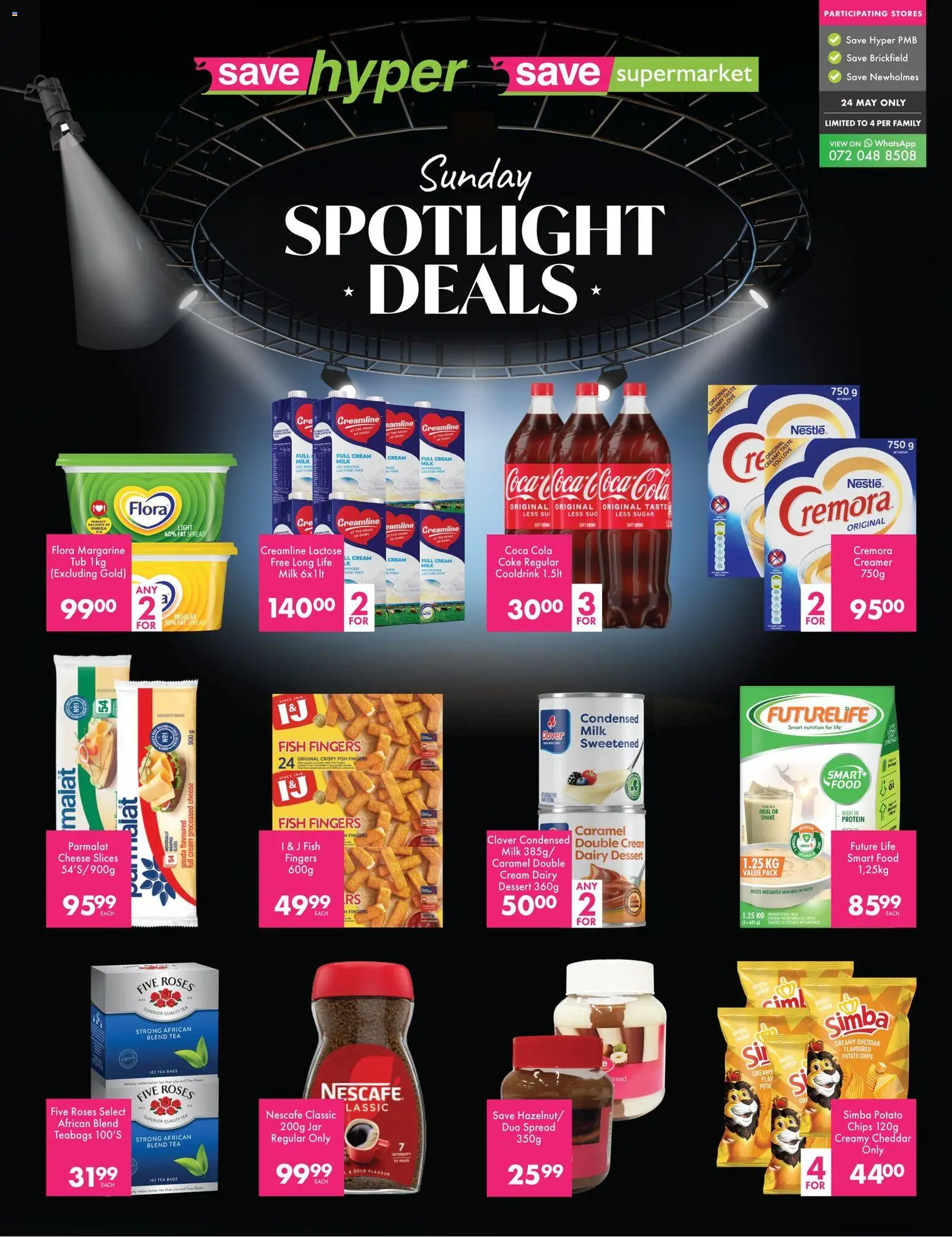 New Save catalogue – valid from 24.05.2026 | Page: 1 | Products: Milk, Fat spread, Sugar, Caramel