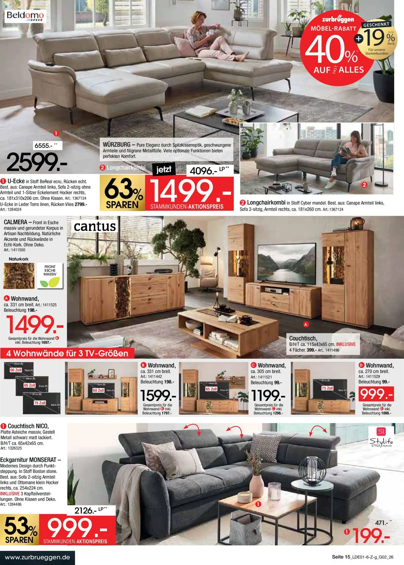 Zurbrüggen Große Marken-Sensation – gültig ab 31.01.2026 | Seite: 15 | Produkte: Hocker, Wohnwand, Kissen, Sofa
