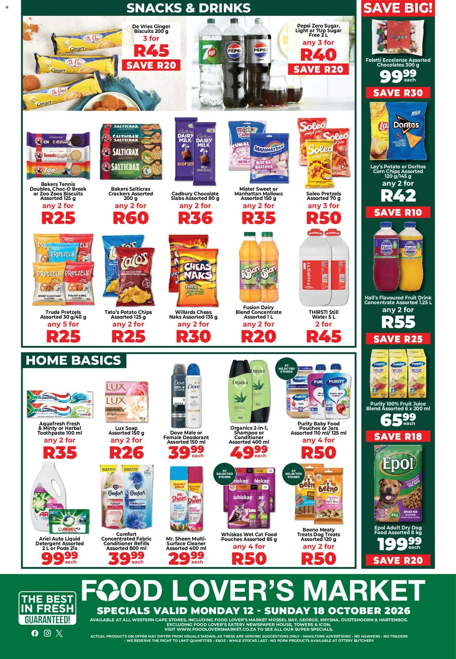 New Food Lover's Market catalogue – valid from 12/10/2026 | Page: 8 | Products: Pouches, Chocolate, Snacks, Baby food