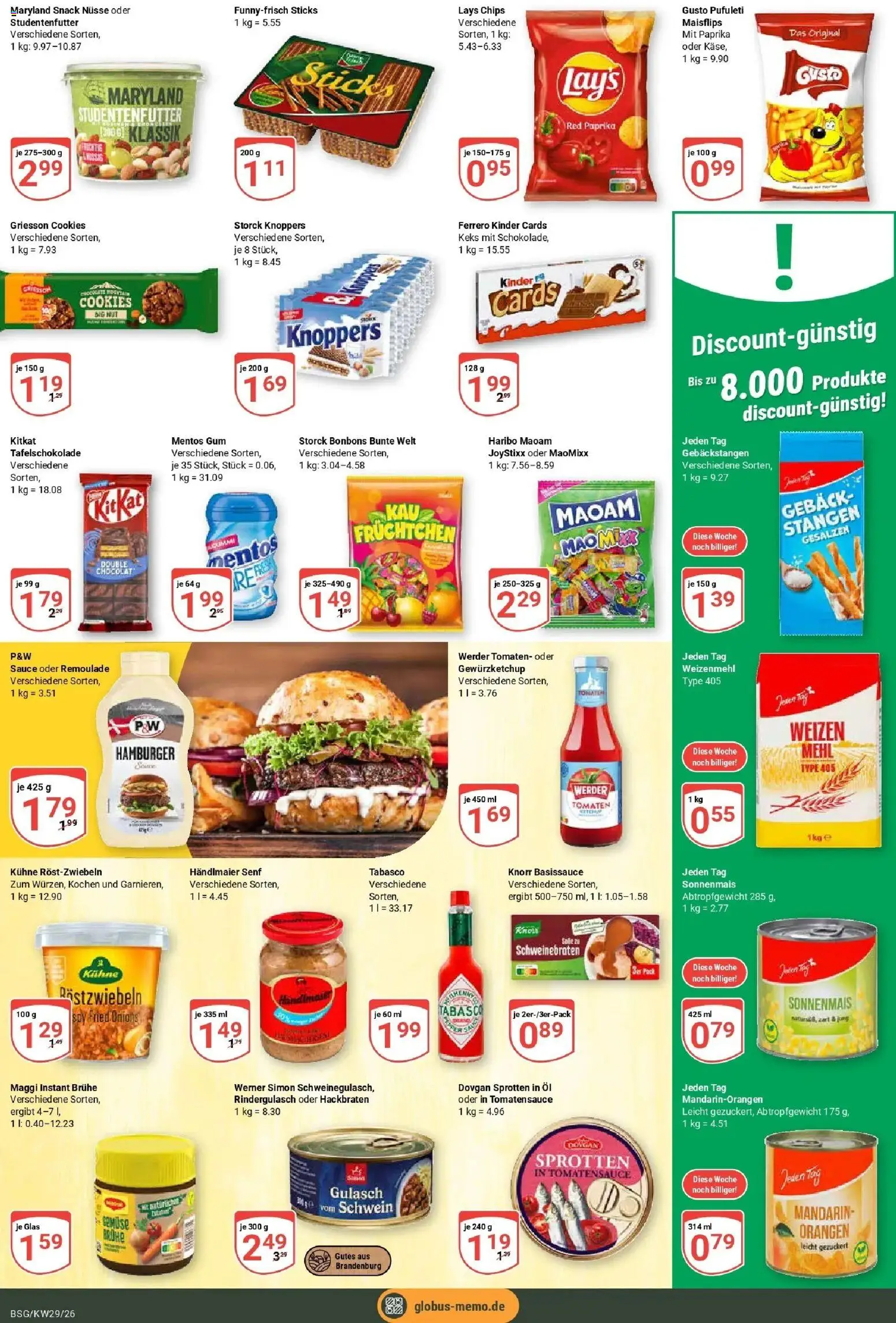 Globus Prospekt Braunschweig – gültig ab 13.07.2026 | Seite: 14 | Produkte: Mehl, Tomaten, Knorr, Knoppers