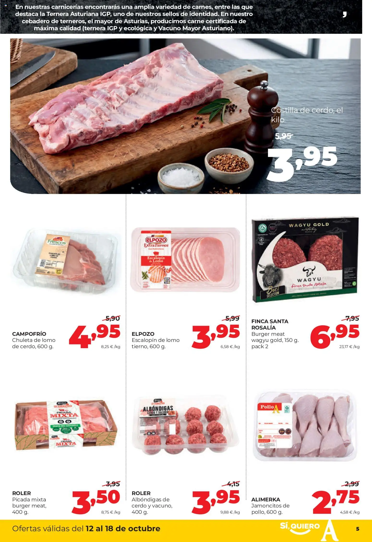 Alimerka folleto Castilla y León │ válido desde el 12/10/2026 | Página: 5 | Productos: Lomo, Cerdo, Carne, Pollo