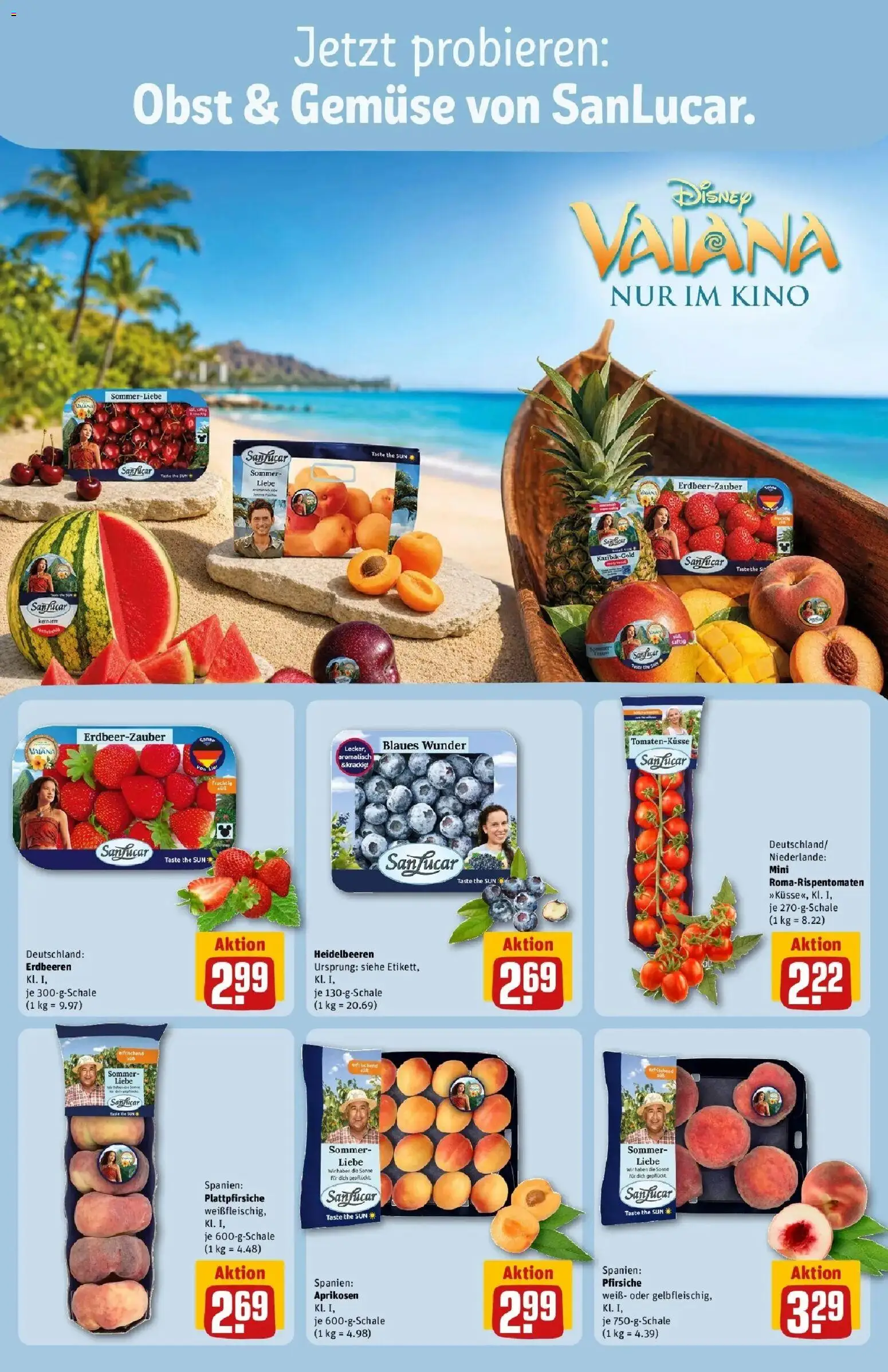 REWE Prospekt ab 03.08.2026 zum Blättern » Angebote | Seite: 8 | Produkte: Heidelbeeren, Gemüse, Obst, Erdbeeren