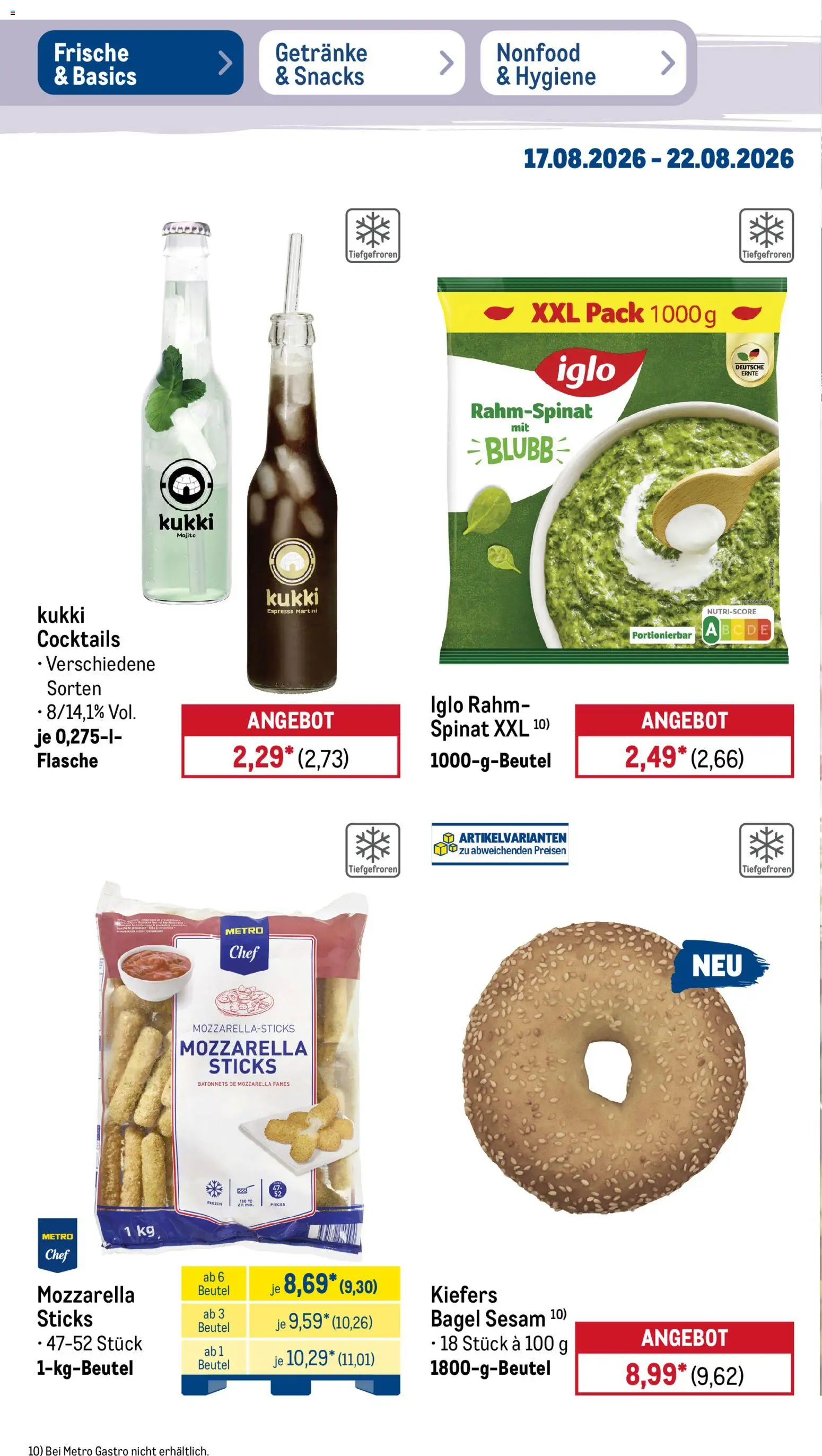 Metro Prospekt – gültig ab 17.08.2026 | Seite: 16 | Produkte: Mozzarella, Iglo