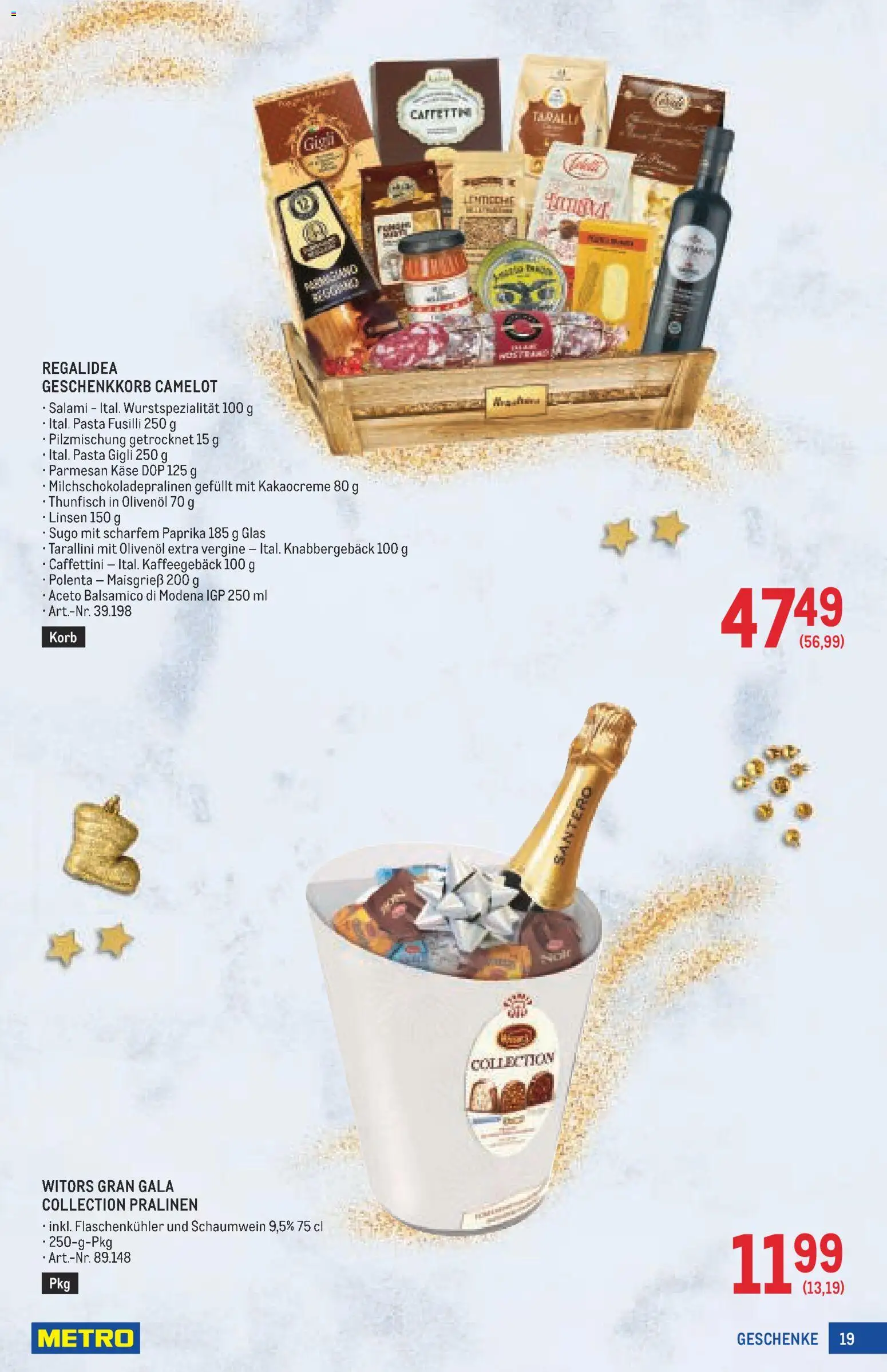 Metro angebote Weihnachtsdeko gültig ab 15.10.2026 | Seite: 19 | Produkte: Pasta, Korb, Käse, Salami