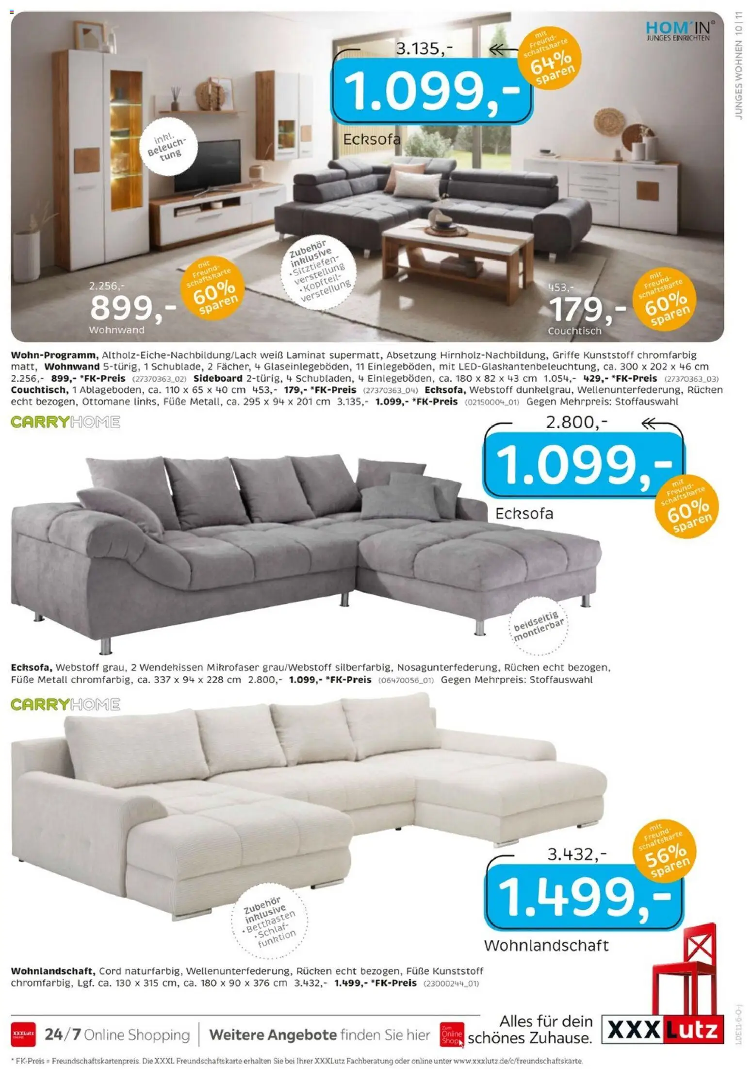 XXXLutz Junges Wohnen – gültig ab 24.10.2026 | Seite: 10 | Produkte: Wohnlandschaft, Ecksofa, Wohnwand, Couchtisch