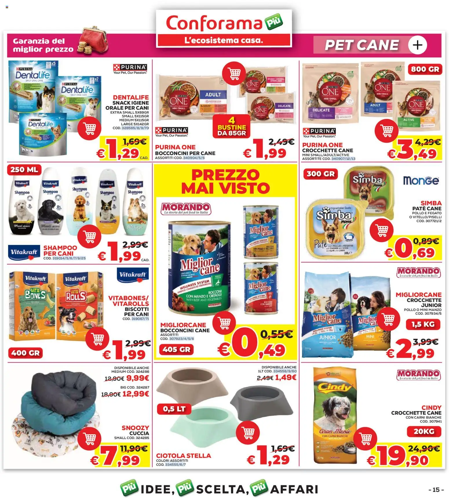 Volantino Conforama del 07.05.2026 | Pagina: 15 | Prodotti: Shampoo, Biscotti, Ortaggi, Crocchette cane