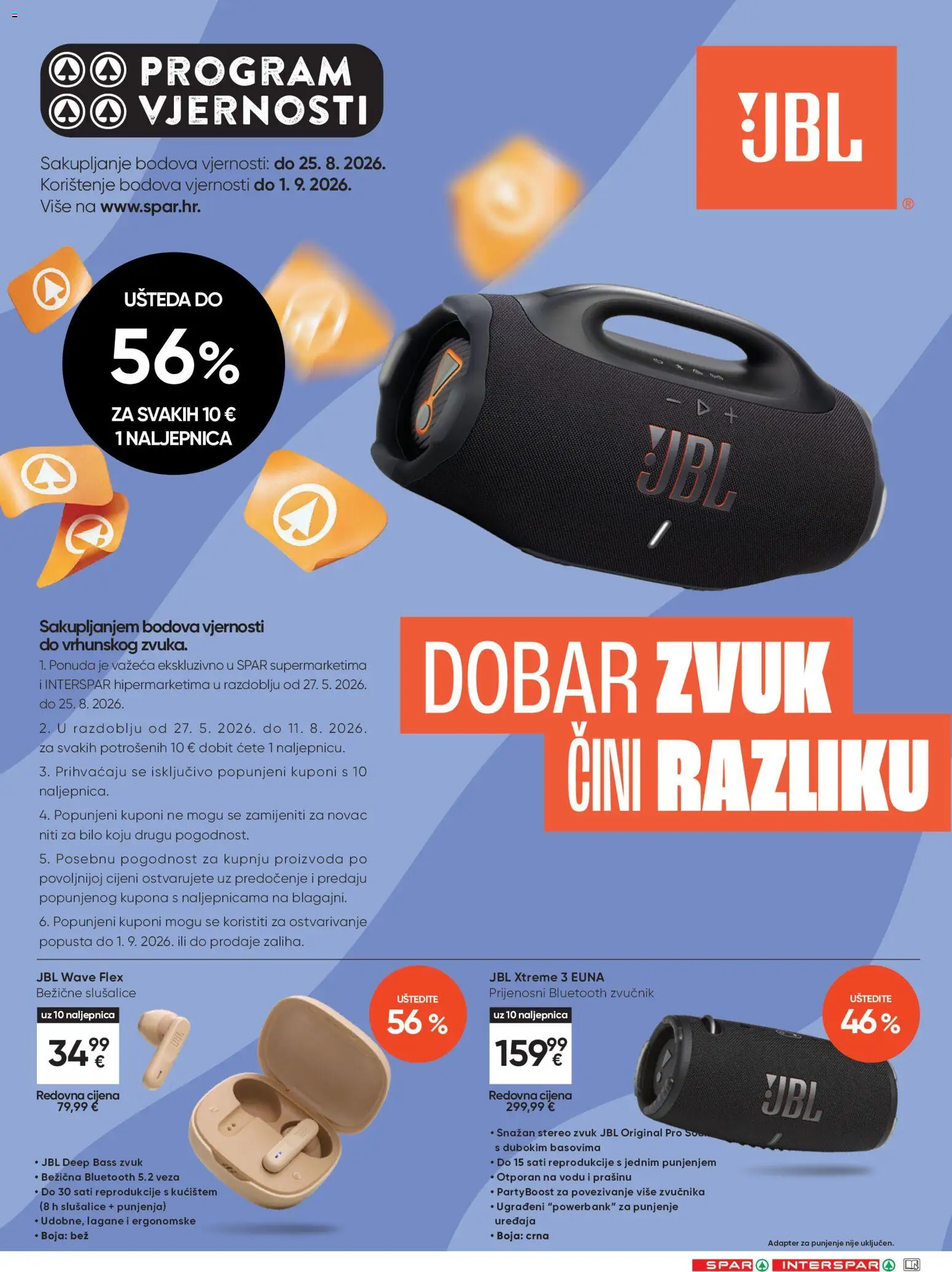 Interspar katalog | vrijedi od 12.08.2026 | Stranica: 18 | Proizvodi: Bežične slušalice, Slušalice, Adapter, Zvučnik