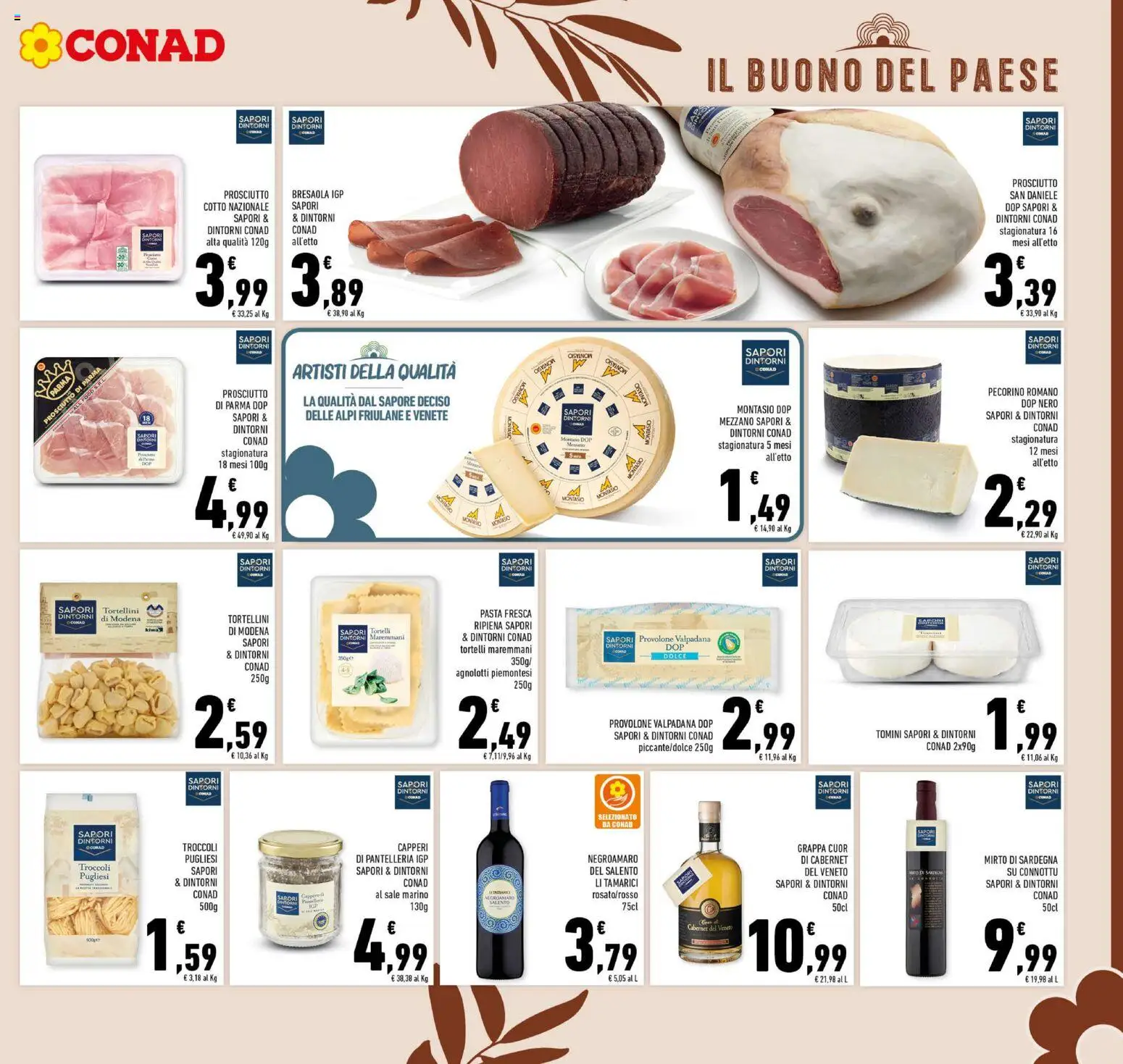 Volantino Conad del 20.05.2026 | Pagina: 5 | Prodotti: Provolone, Prosciutto di Parma, Pecorino, Grappa