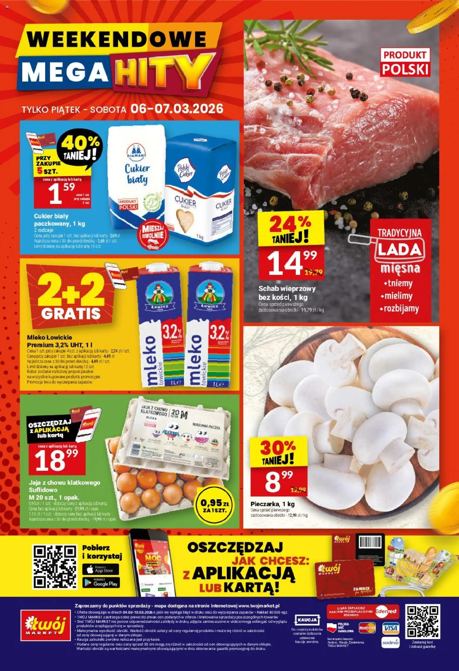 Twój Market gazetka od 04.03.2026 | Strona: 40 | Produkty: Karta, Schab, Schab wieprzowy, Mleko