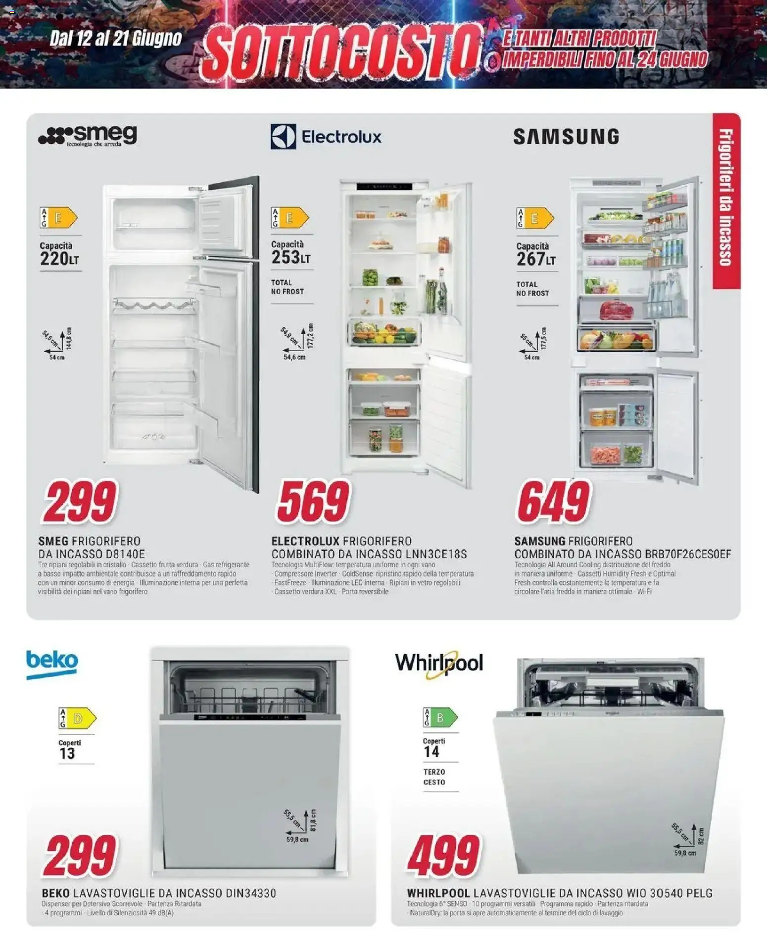 Volantino Trony del 11.06.2026 | Pagina: 21 | Prodotti: Compressore, Lavastoviglie, Frigorifero da incasso, Samsung