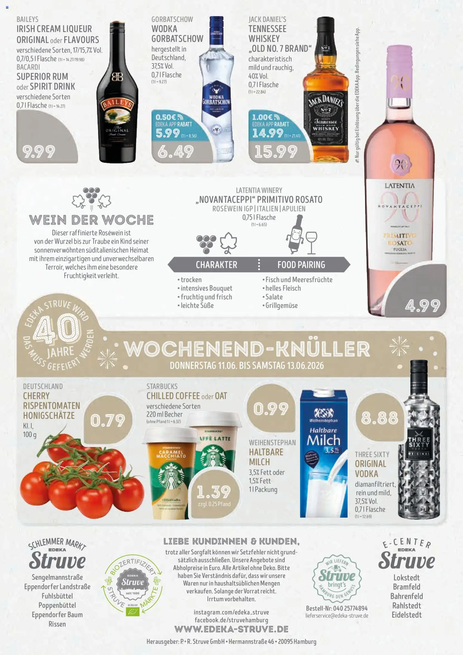 Edeka Struve Prospekt – gültig ab 08.06.2026 | Seite: 18 | Produkte: Milch, Meeresfrüchte, Baileys, Wein