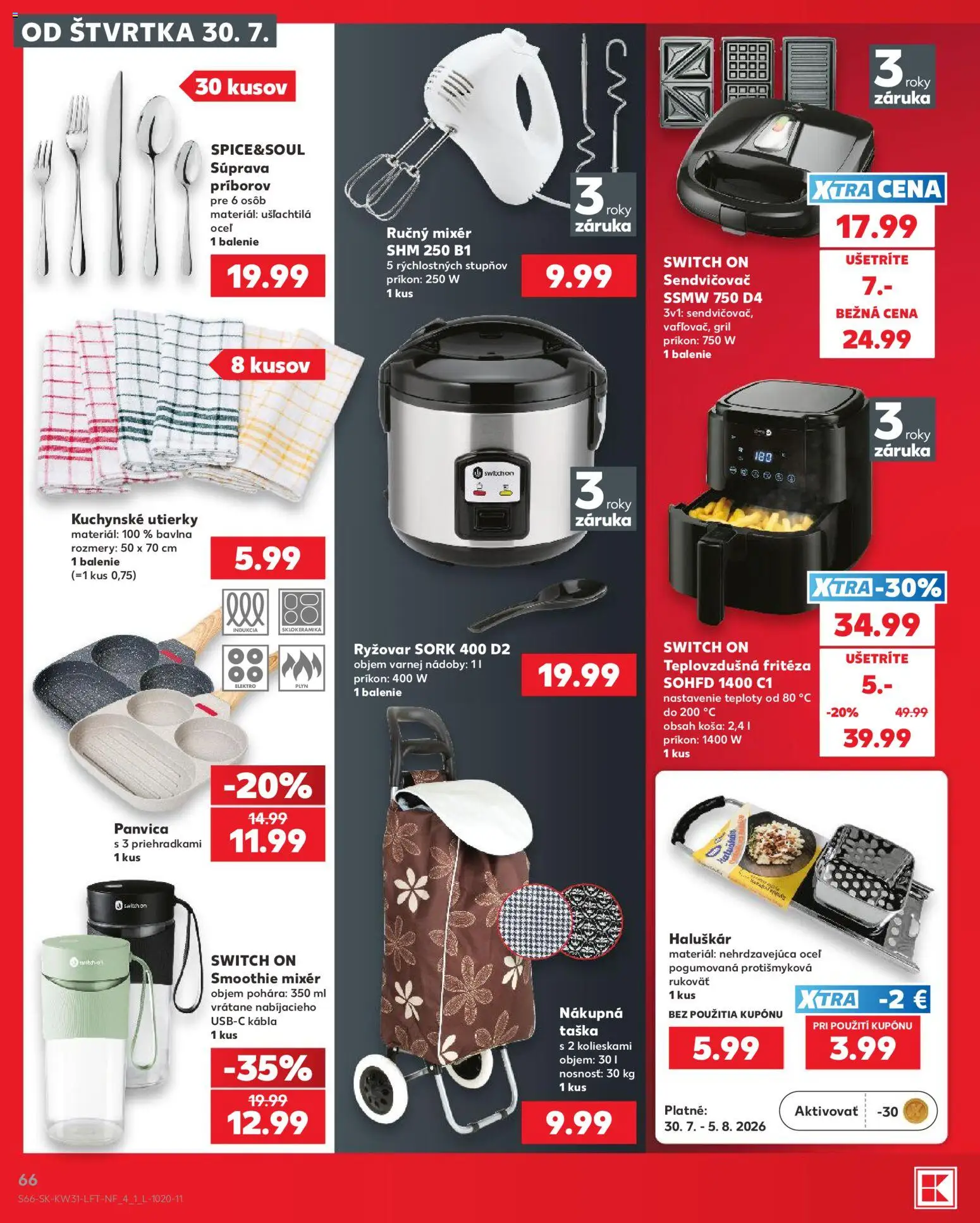 Nové Kaufland akcie – leták je platný od 30.07.2026 | Strana: 66 | Produkty: Gril, Ručný mixér, Fritéza, Teplovzdušná frítéza