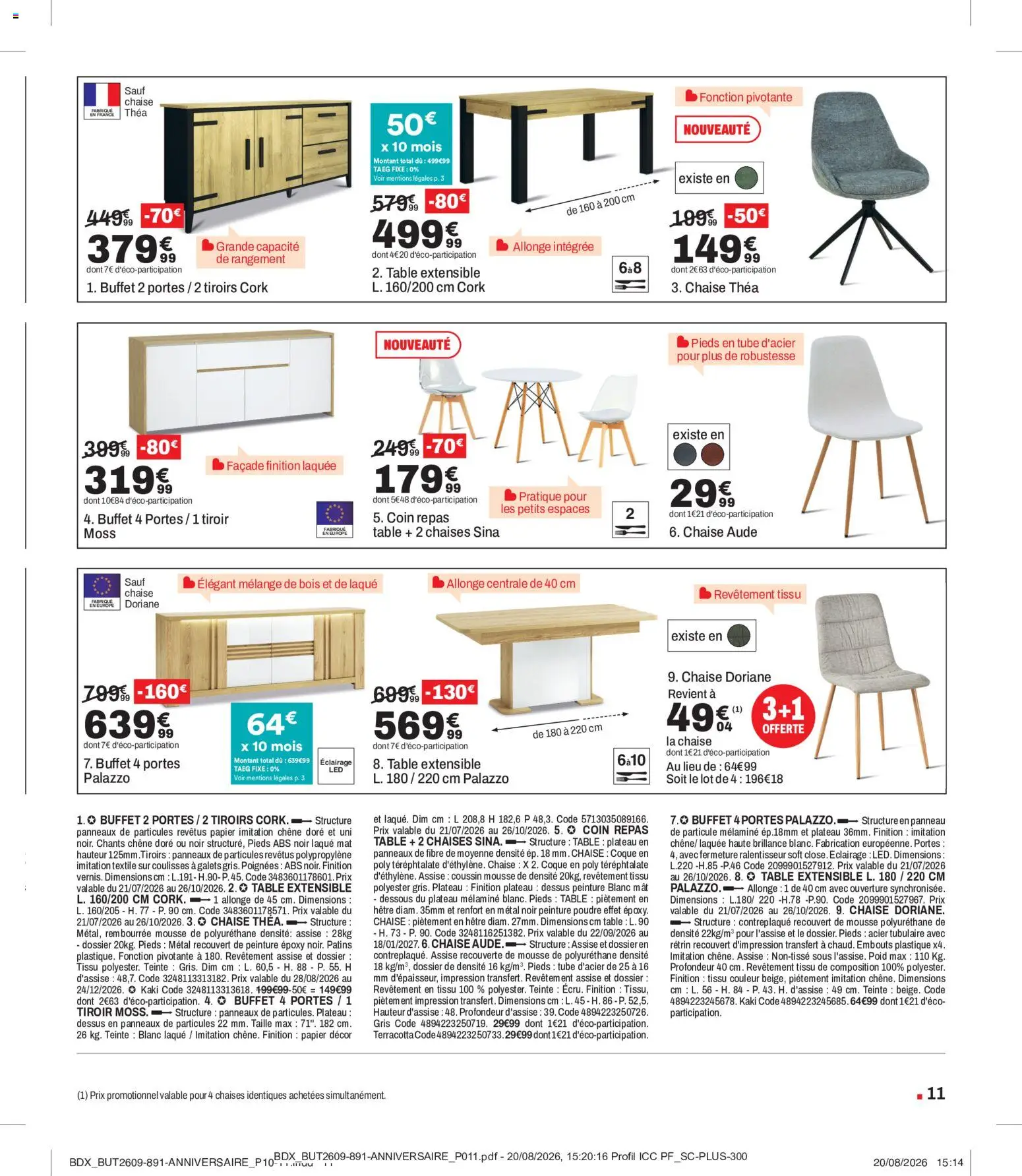 {H1} | Page: 11 | Produits: Plateau, Poignées, Impression, Buffet