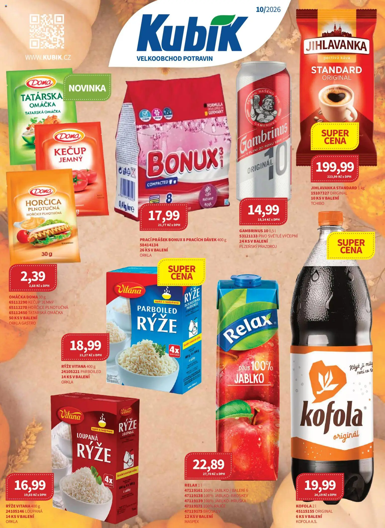 Kubík leták - Velkoobchod 08/2026 od 01.10.2026 | Strana: 1 | Produkty: Rýže Vitana, Hořčice, Kofola, Tatarská omáčka