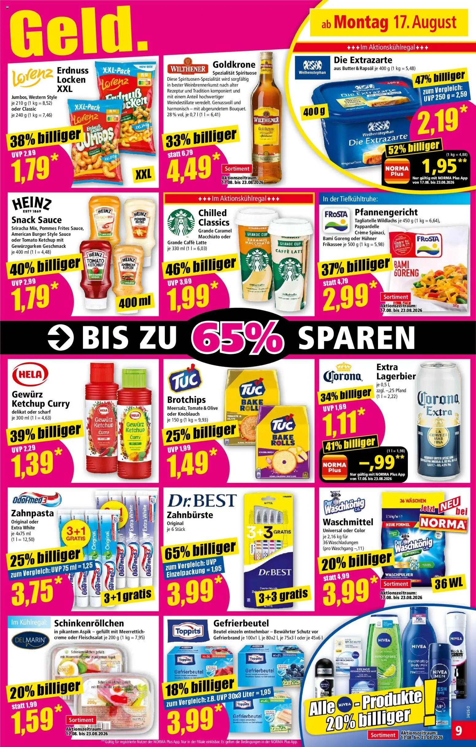 Norma Prospekt – gültig ab 17.08.2026 | Seite: 9 | Produkte: Butter, Pommes, Burger, Body Milk