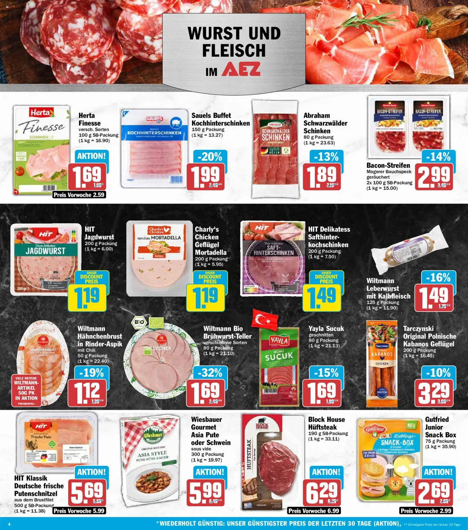 AEZ Prospekt – gültig ab 05.10.2026 | Seite: 4 | Produkte: Box, Schinken, Fleisch, Hahnchenbrust
