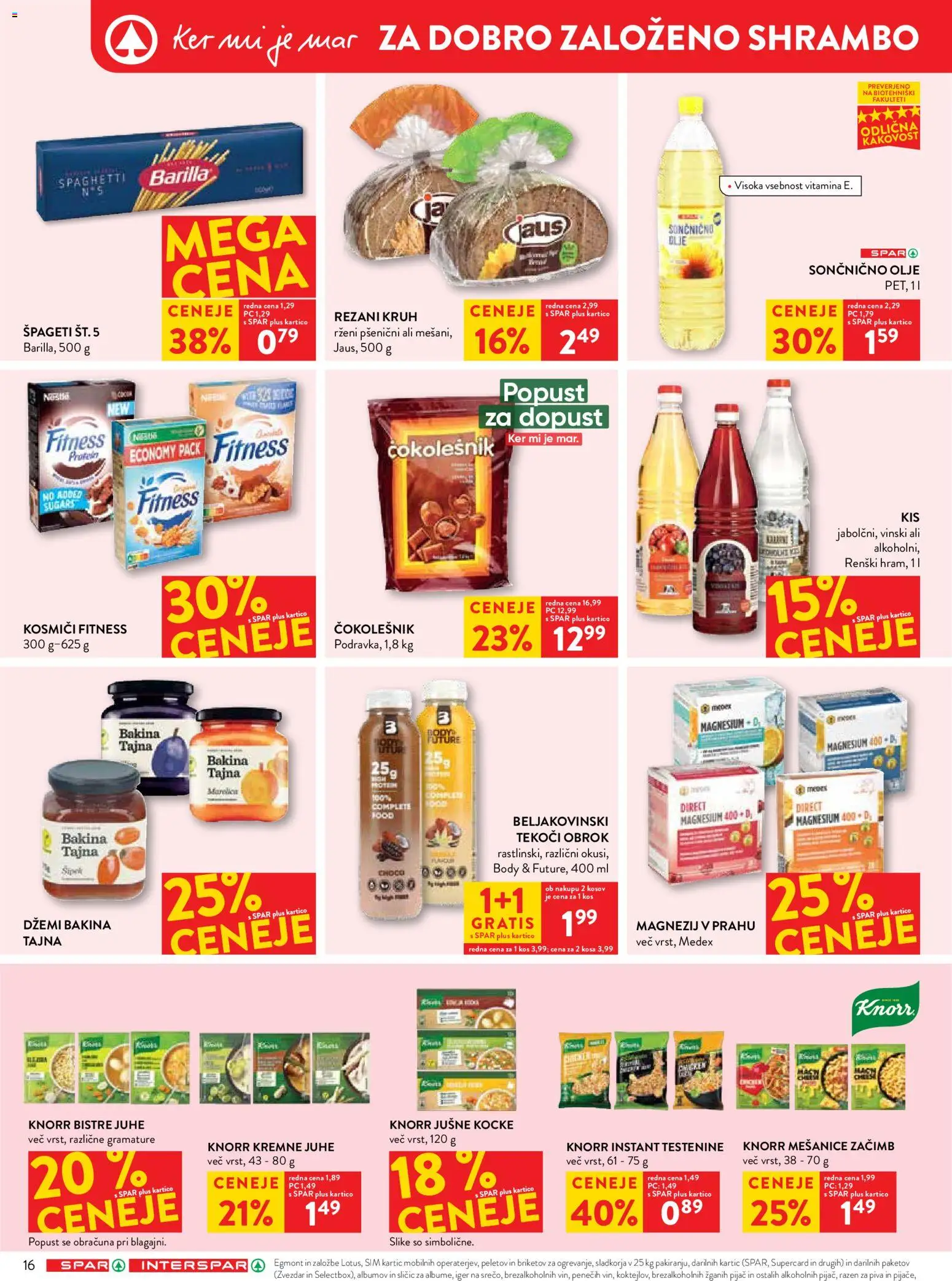 Novi Spar katalog ponudbe – veljaven od 16.07.2026 | Stran: 22 | Izdelki: Olje, Juhe, Kosmici, Testenine