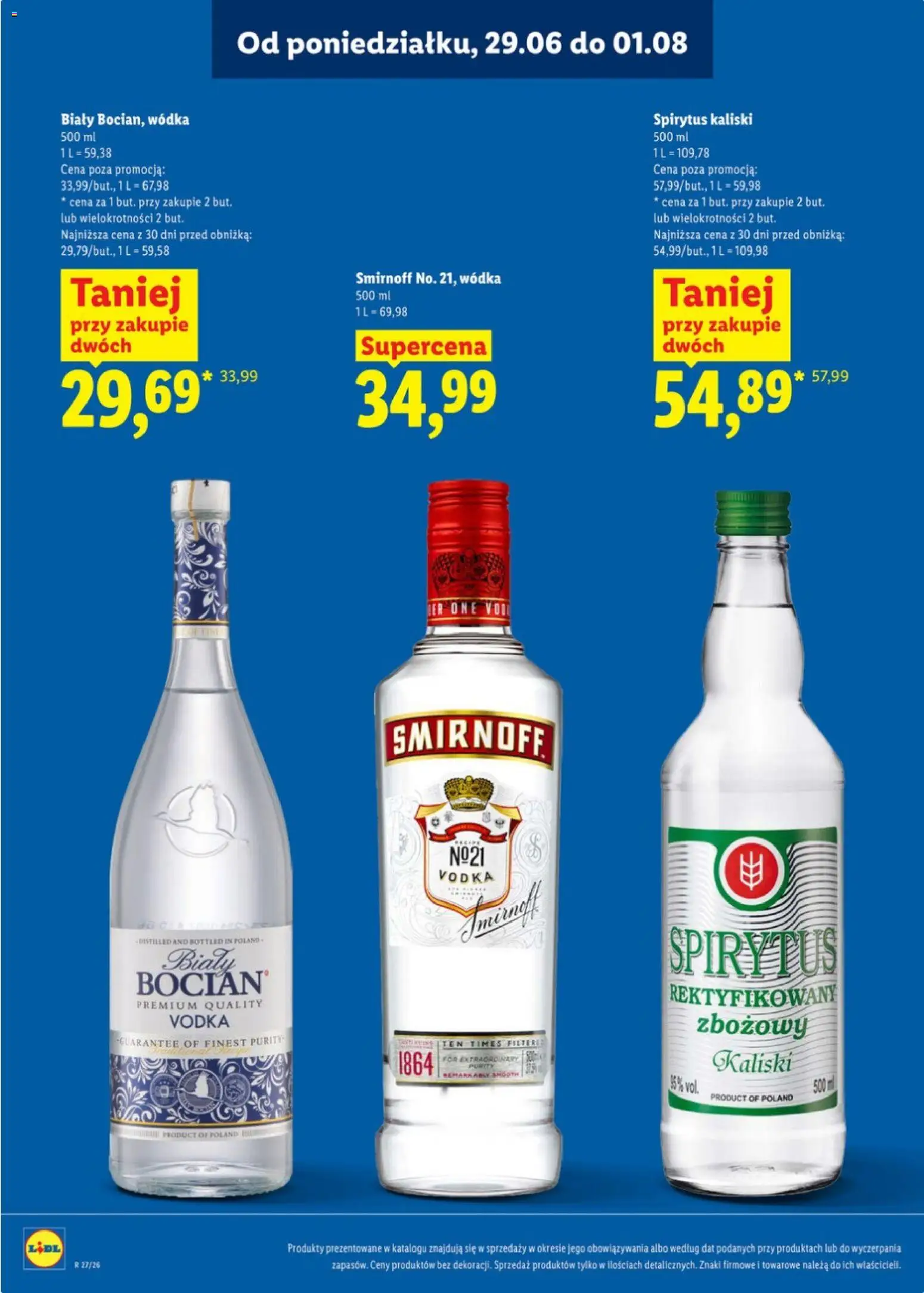 Lidl Katalog alkoholi mocnych od 29.06.2026 | Strona: 4 | Produkty: Wódka bocian, Vodka, Wódka