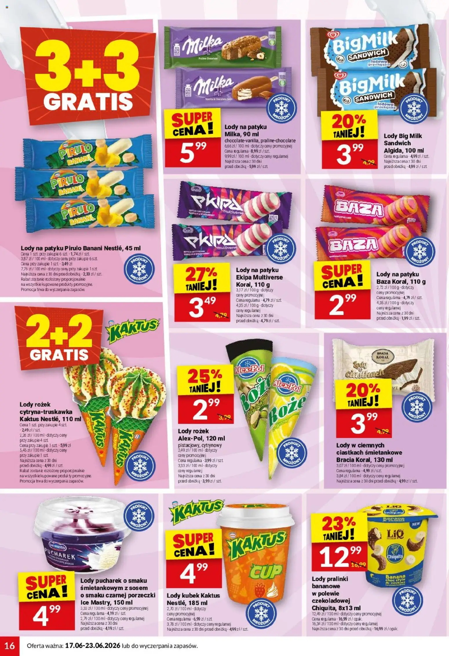 Twój Market gazetka od 17.06.2026 | Strona: 16 | Produkty: Sandwich, Milka, Banan, Lody