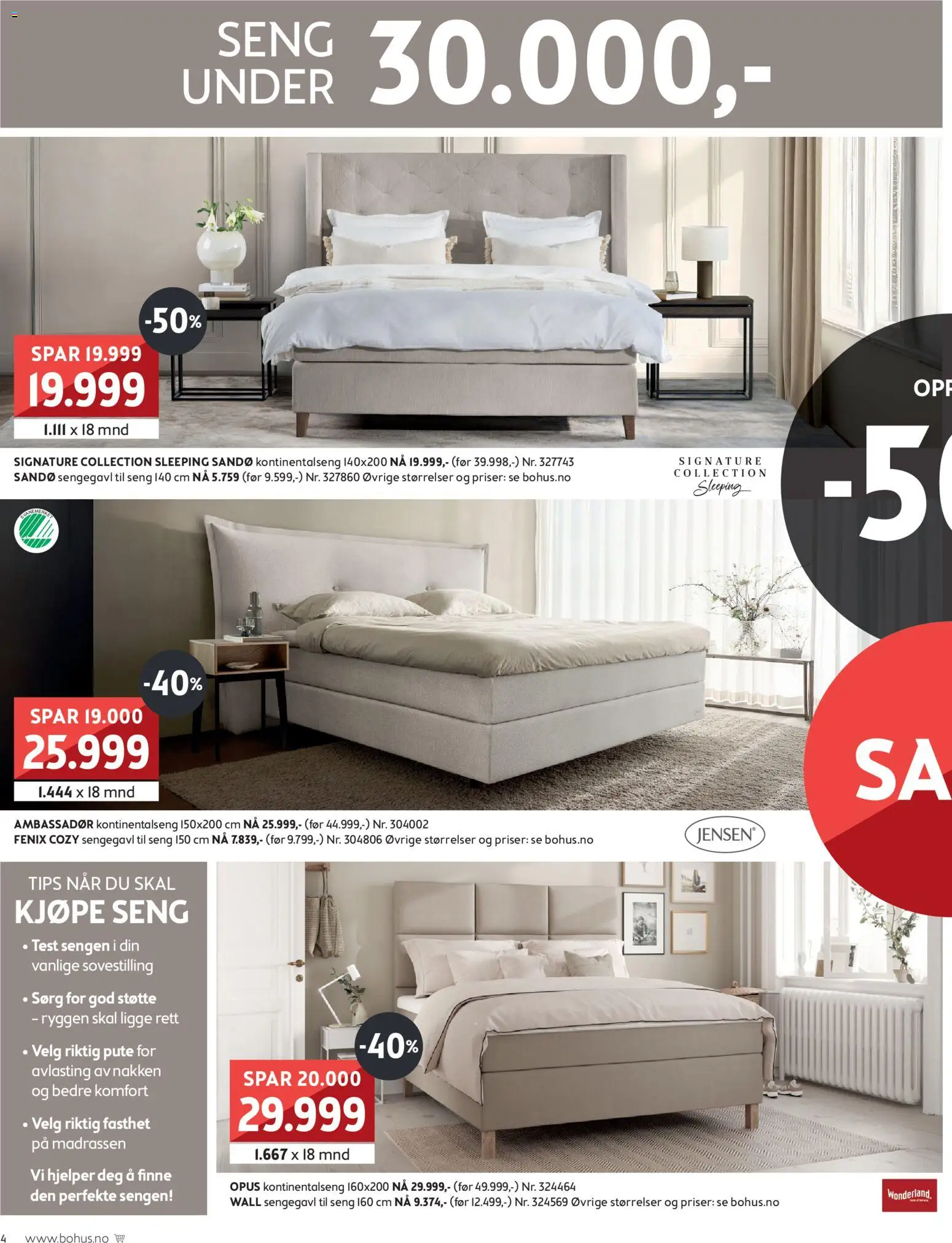 {H1} | Side: 4 | Produkter: Kontinentalseng, Seng, Pute, Sengegavl